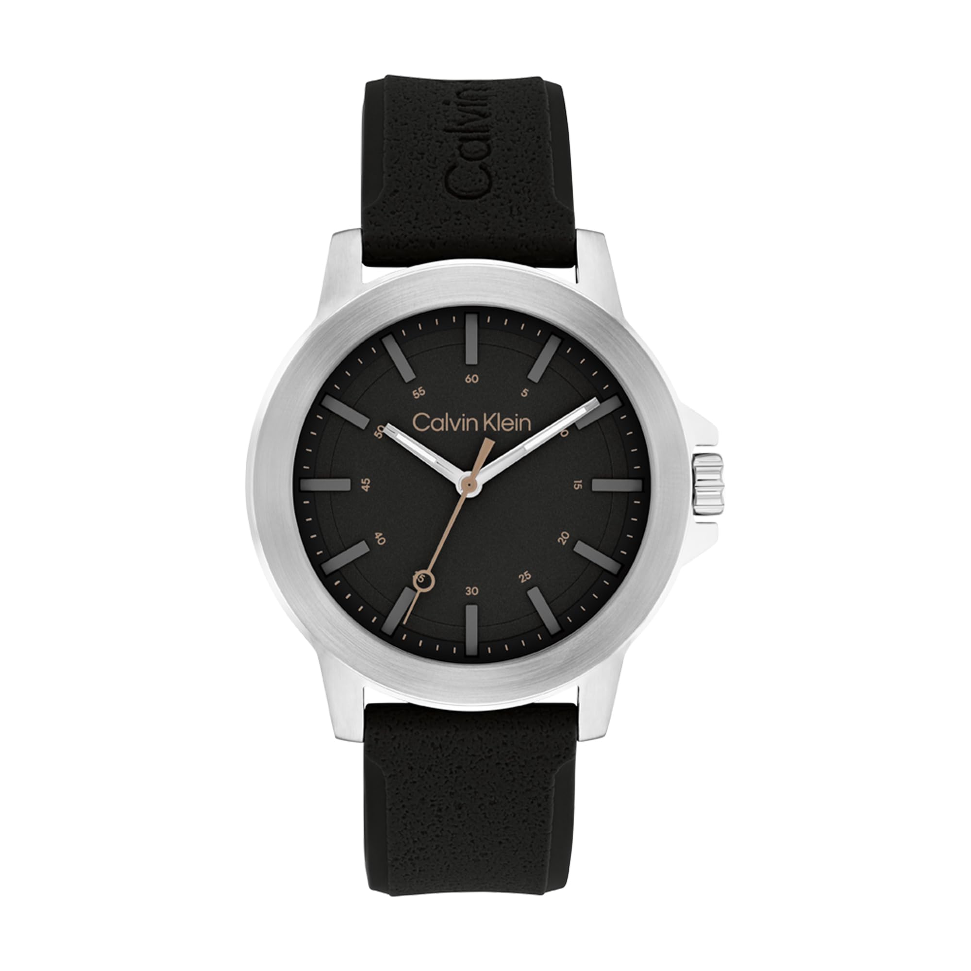 Calvin Klein Armbanduhr CK RESET – Drei-Zeiger-Quarzwerk, schwarzes Silikonarmband