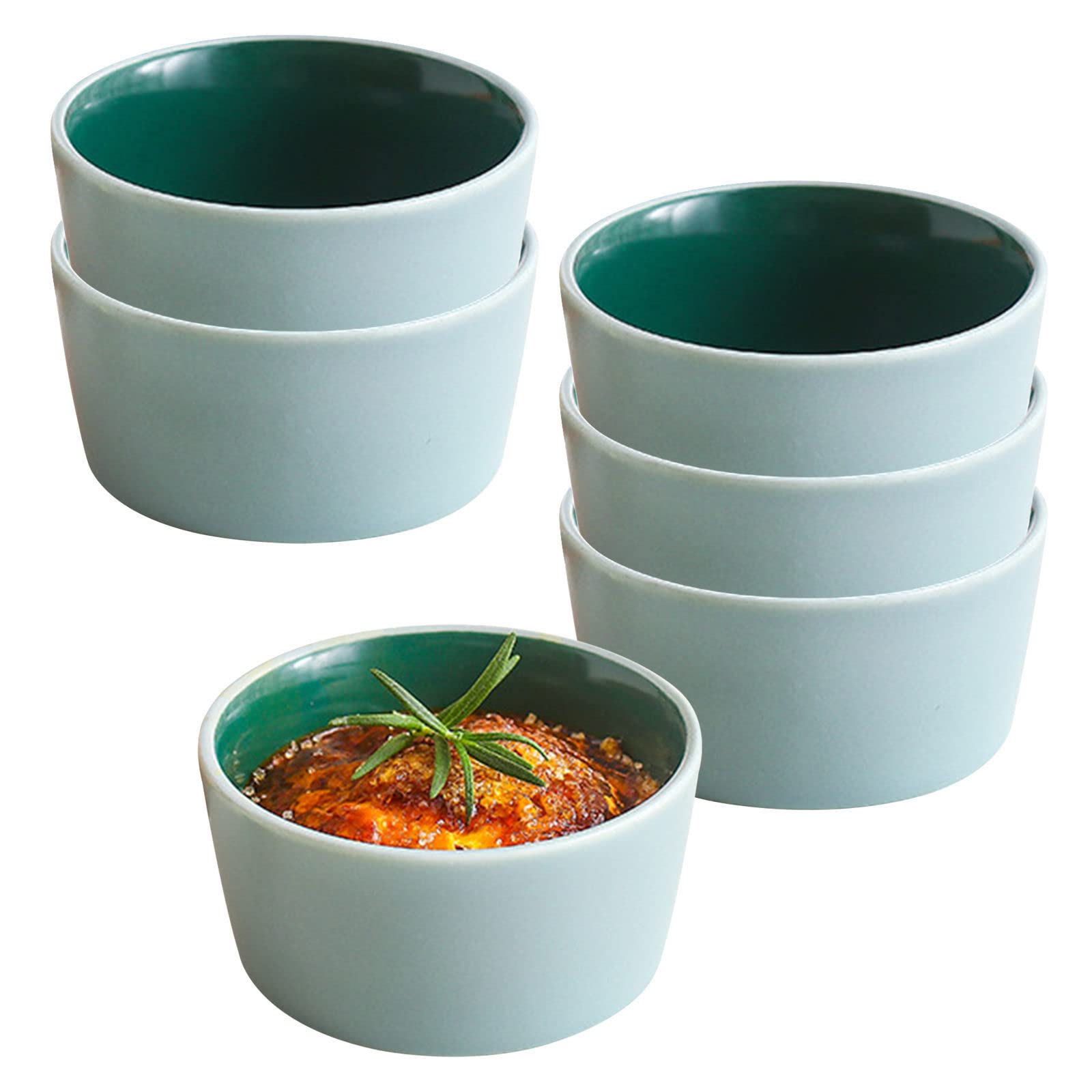 Bol à soupe, bol à riz, bol à déjeuner, ensemble de ramequins, 120 ml, ramequins à crème brûlée, plats à soufflé allant au four, ramequins à soufflé, ramequins for friteuse à air-vert-lot de 8 ( Color