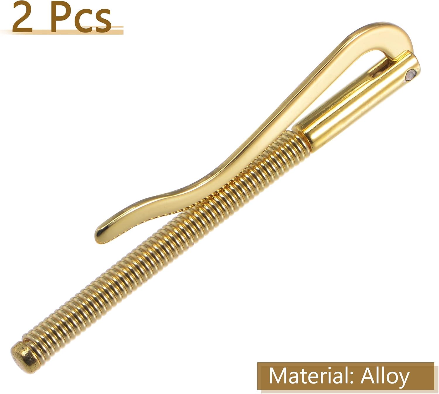 PATIKIL 80mm Spring Clip Bar, Metal Slim Open Coil Holder Clamp for Wallet Credit Card Leather Craft - 2 Pack (Gold) - Image 4