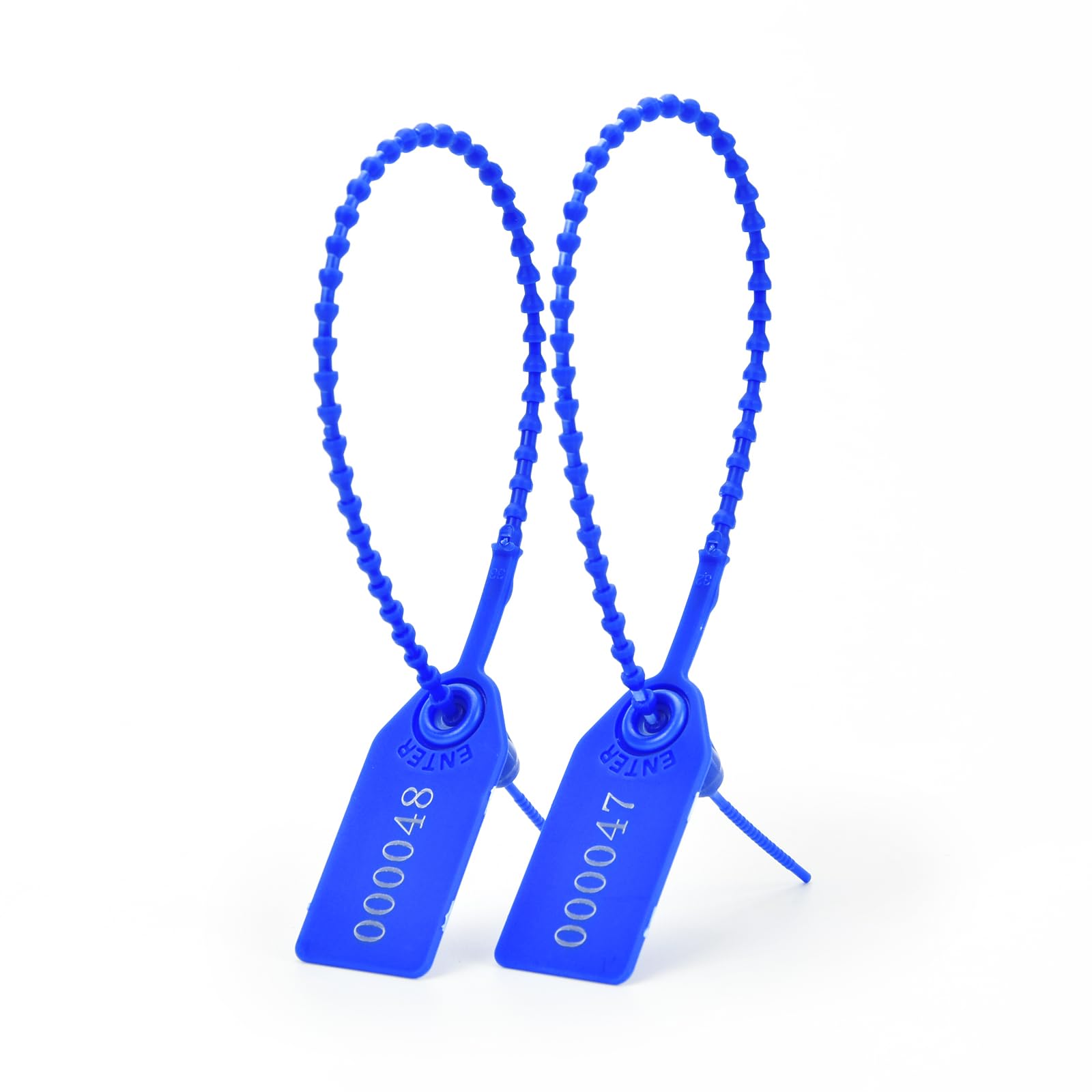 50pcs Plastic Security Tamper Seals Shipping Tags Disposable Signage Numbered Pull Tight Padlock Safety Self-Locking Seal Ties Tag, Deep Blue