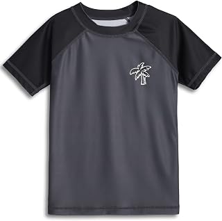 MaaMgic Kids Boys UPF 50+ Short Sleeve Rash Guard Shirts Swim Shirt Compression UV Sun Protetion Swimsuits for Toddlers