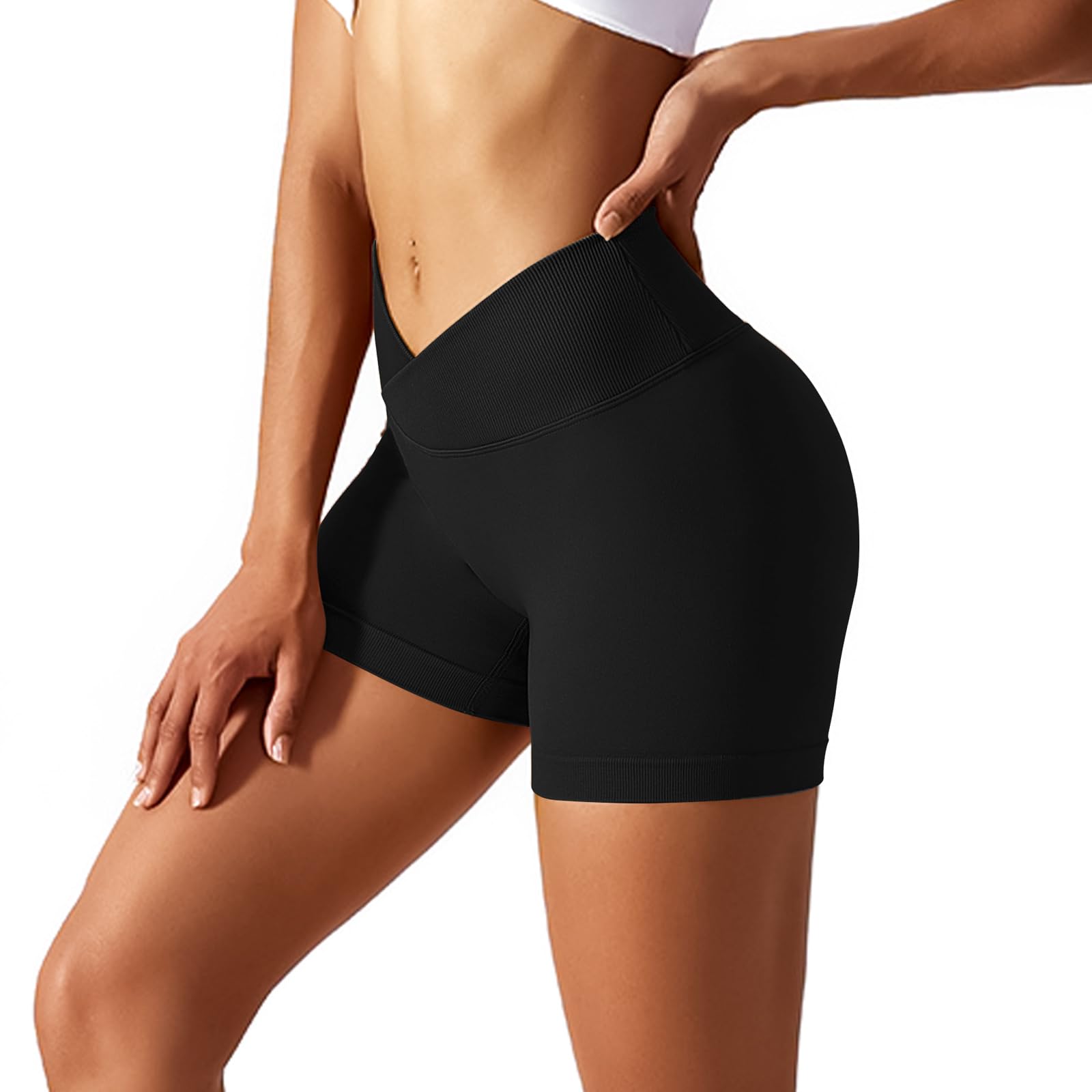 flintronic Pantalones Cortos Mujer Short, Mallas Deportivo Leggins Cortos Boxer, Cintura Alta Ejercicio Scrunch Butt, Push Up para Mujer, para Running Yoga Fitness