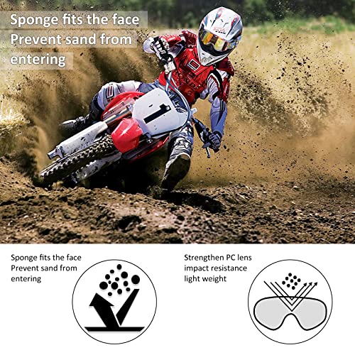 Image of Dirt Bike Goggles ATV Motorcycle Gear for Men Women Adult Youth Kids | Motocorss Riding Racing Glasses, MX UTV MTB Goggles, UV400, Anti-Scratch, Dustproof Windproof - Colorful Lens