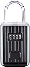 Aibecy Caixa de chave segura com tampa à prova de poeira Não há necessidade de instalar a combinação de senha de 4 dígitos Caixa de armazenamento de chave ao ar livre Caixa de cadeado com chave Porta