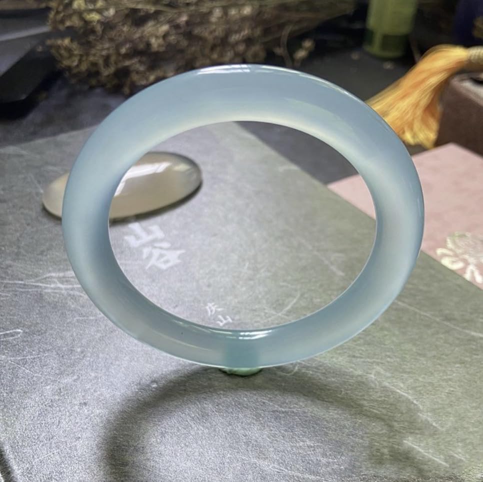 Jade Retro Thick Round Ice Seed Moisturizing Light Blue Foam Jade Bracelet