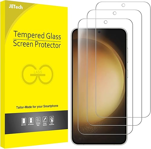 JETech Protector de pantalla para Samsung Galaxy S23 5G de 6.1 pulgadas, película de vidrio templado, compatible con identificación de huellas