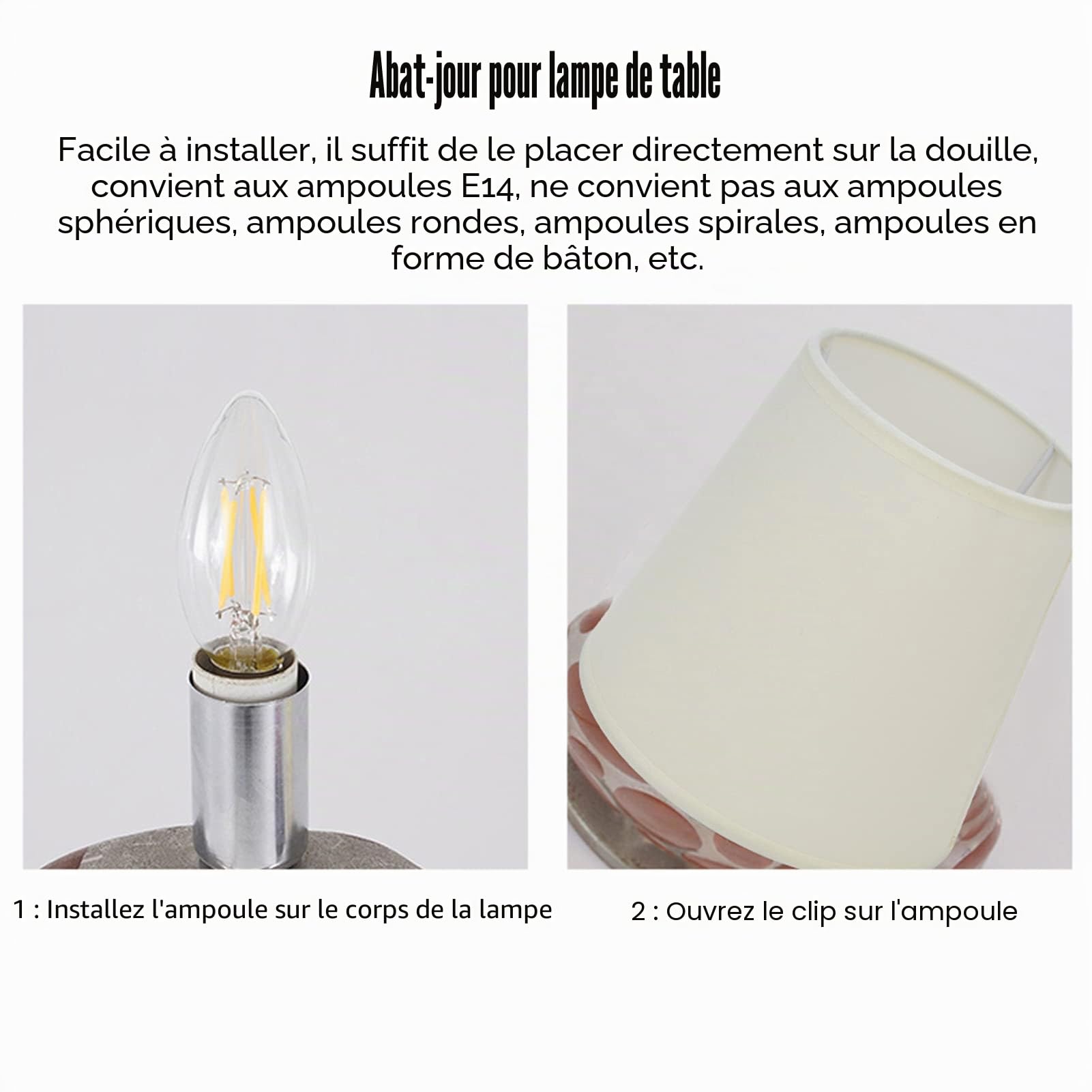 2 Pièces Petit Abat-Jour en Tissu, 11.2×15.2×14cm Abat-Jour pour Chambre à Coucher, Table de Chevet, Lustre, Applique Murale (Beige)