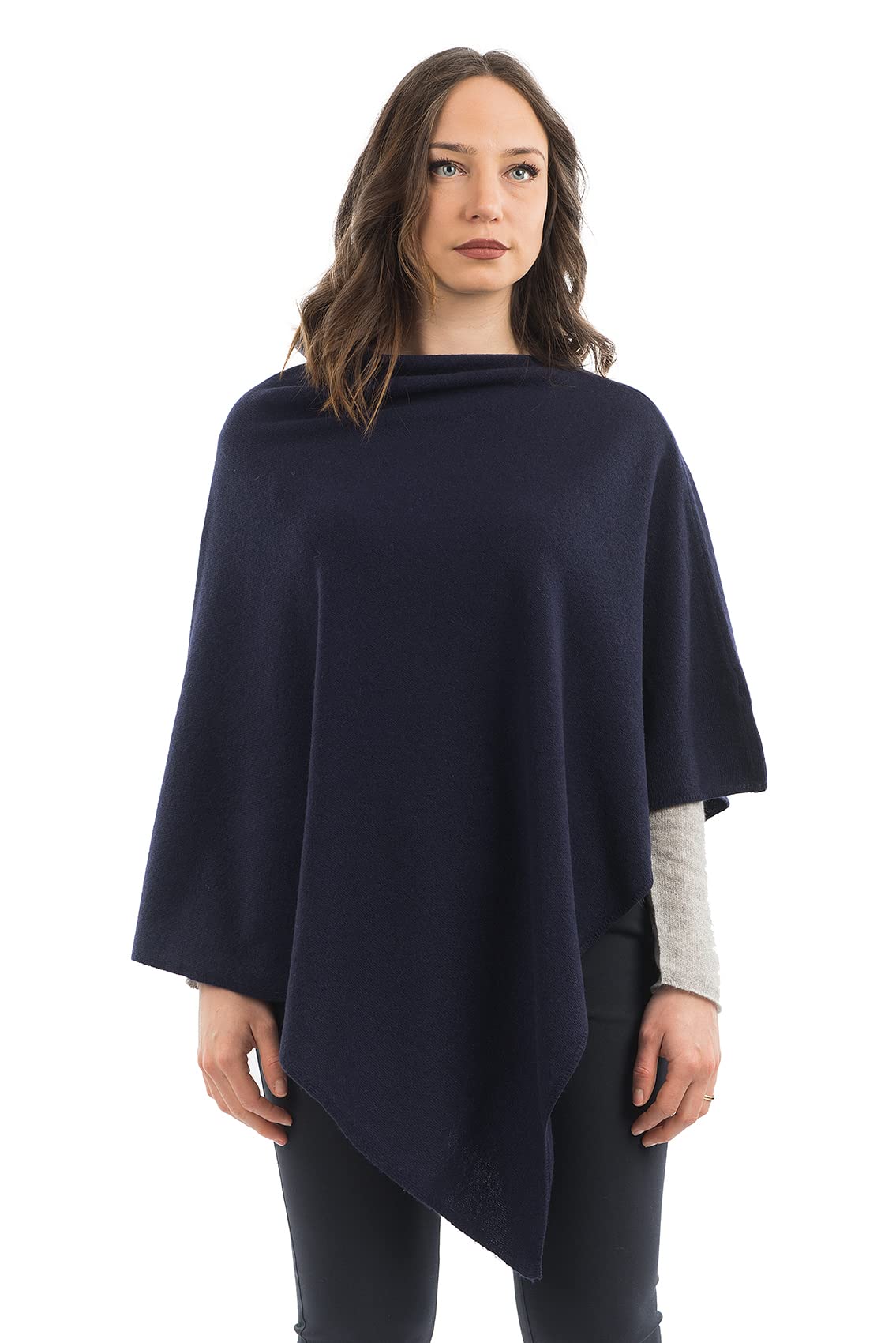 DALLE PIANE CASHMERE Poncho Donna Misto Cashmere Lana | Poncho mantella avvolgente, taglia unica, perfetto in viaggio e in città, un elegante regalo per lei, Made in Italy