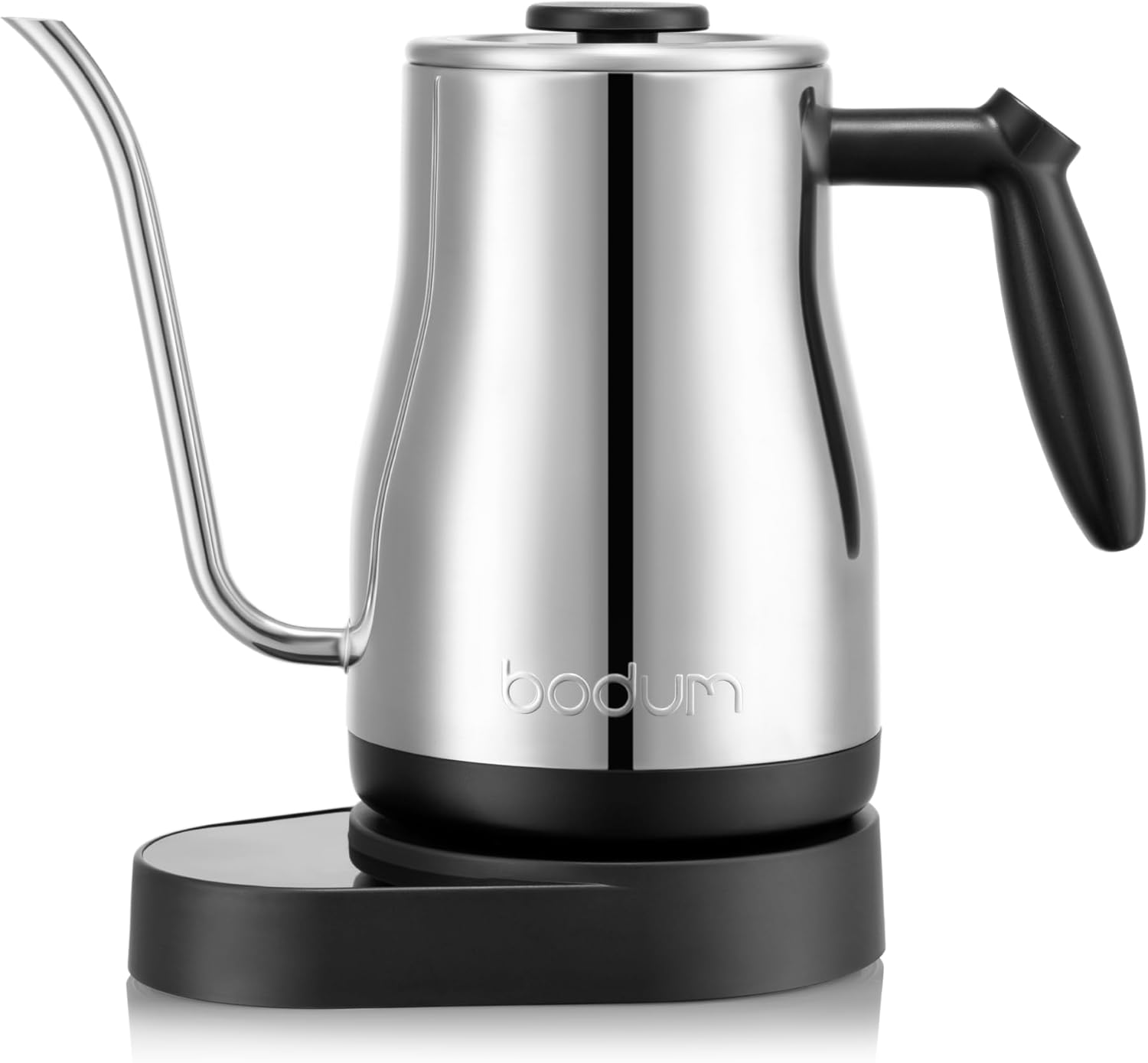 Bodum 34 oz Bistro Gooseneck Electric Water Kettle, Pour Over Coffee & Tea, Temperature Control w/Wi-Fi Display, Polished Stainless Steel 1.1 Quarts Polished