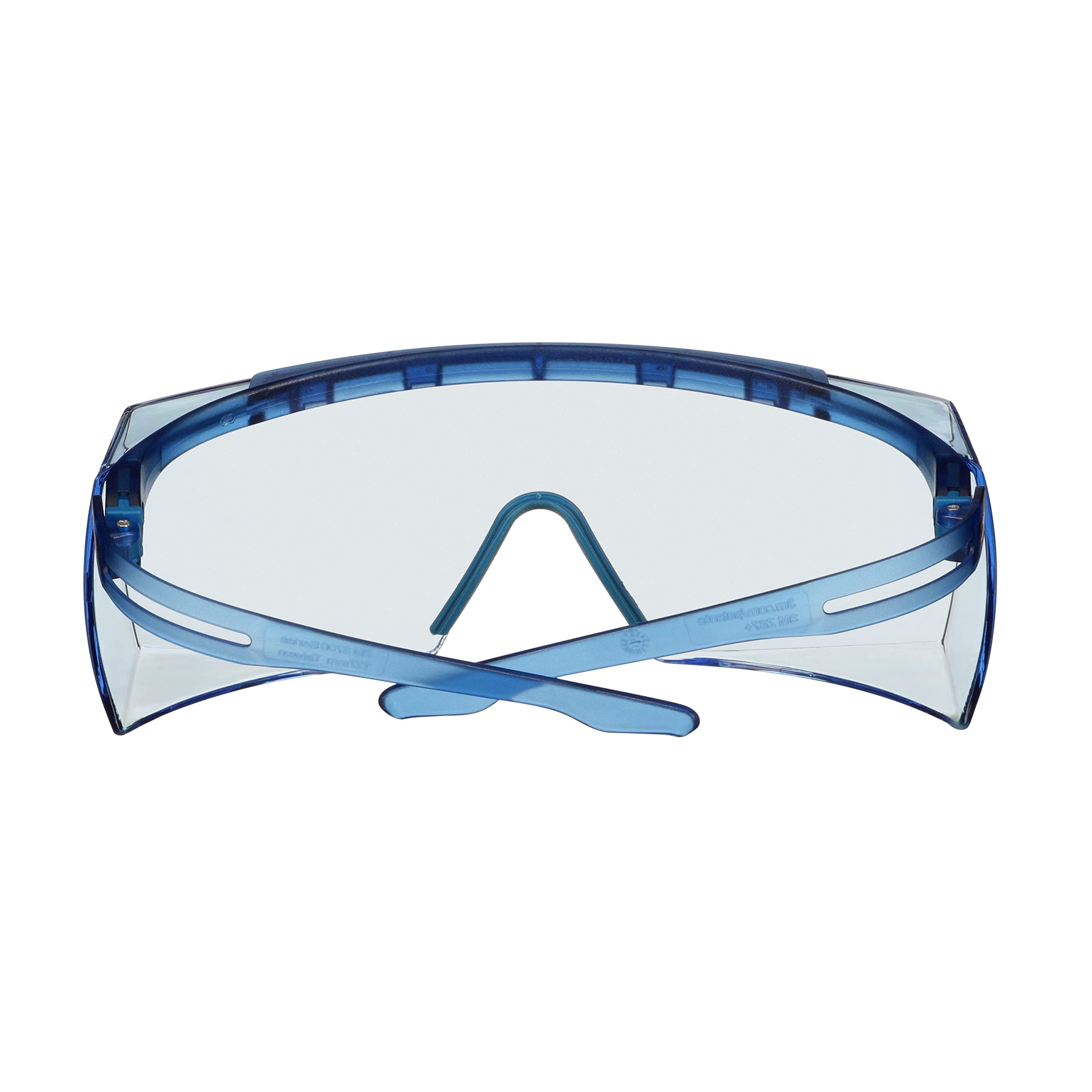 3M SecureFit 3700 Series, SF3704SGAF-BLU, Blue Temples, Scotchgard Anti-Fog Coating, Light Blue OTG AF-AS Lens