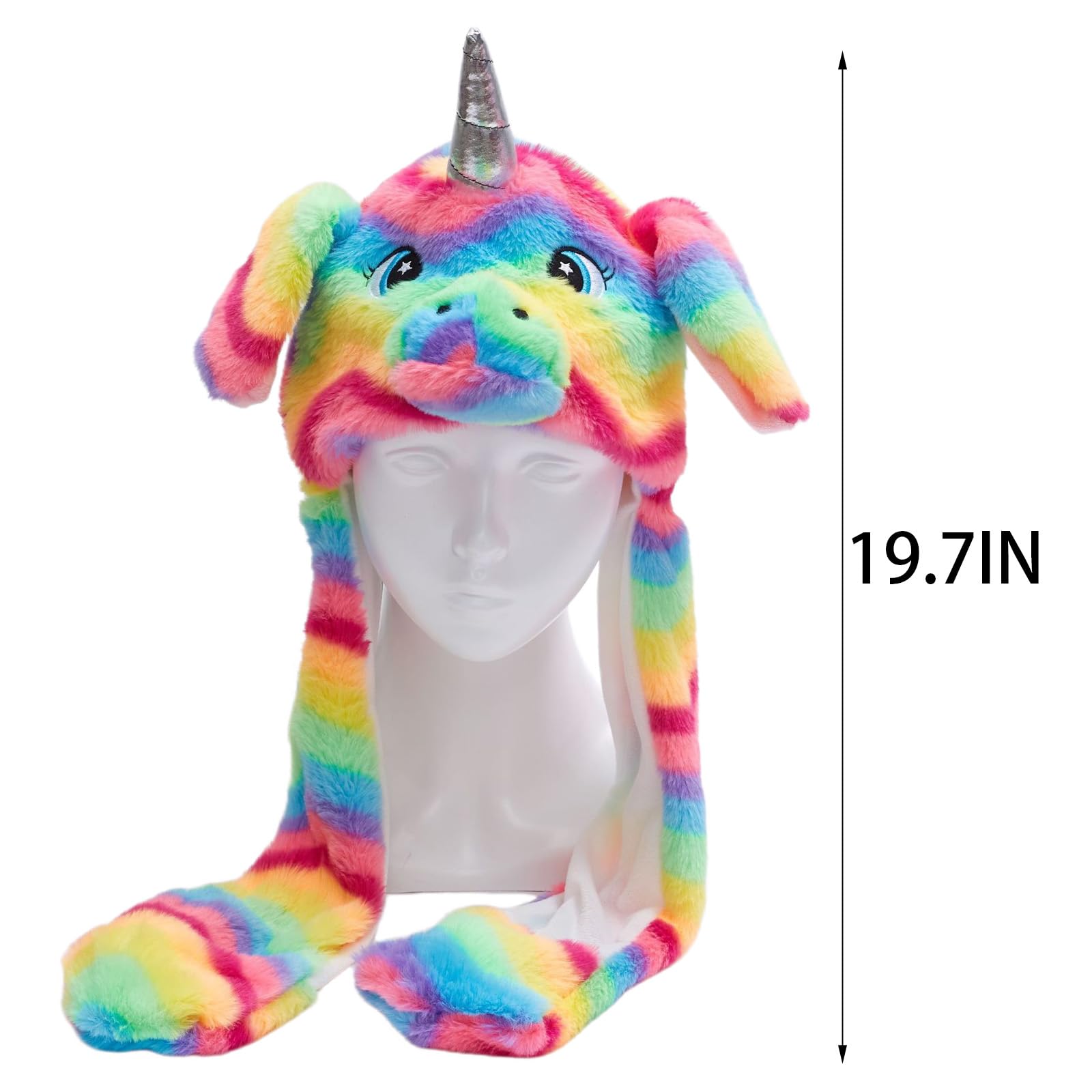 GWAWG Unicorn Hat with Moving Ears, Cute Plush Animal Hat for Girls Soft Cartoon Movable Ears Winter Hat - Image 2