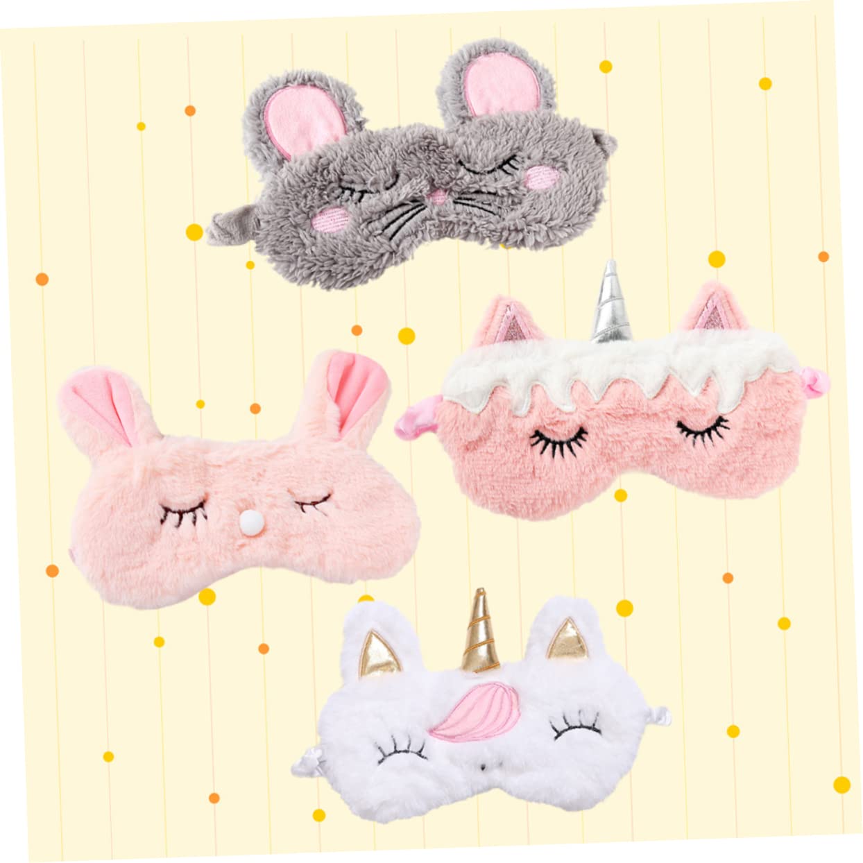 Healifty 12pièces Masque De Sommeil Peluche Design Mignon De Lapin Et Licorne Masque Occultant Pour Voyages Siestes