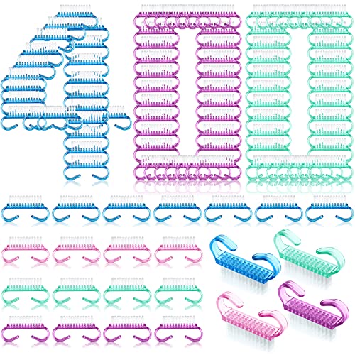 Bokon 400 Pcs Handle Grip Nail Brush Bulk Fingernail Scrubbing, Multicolor