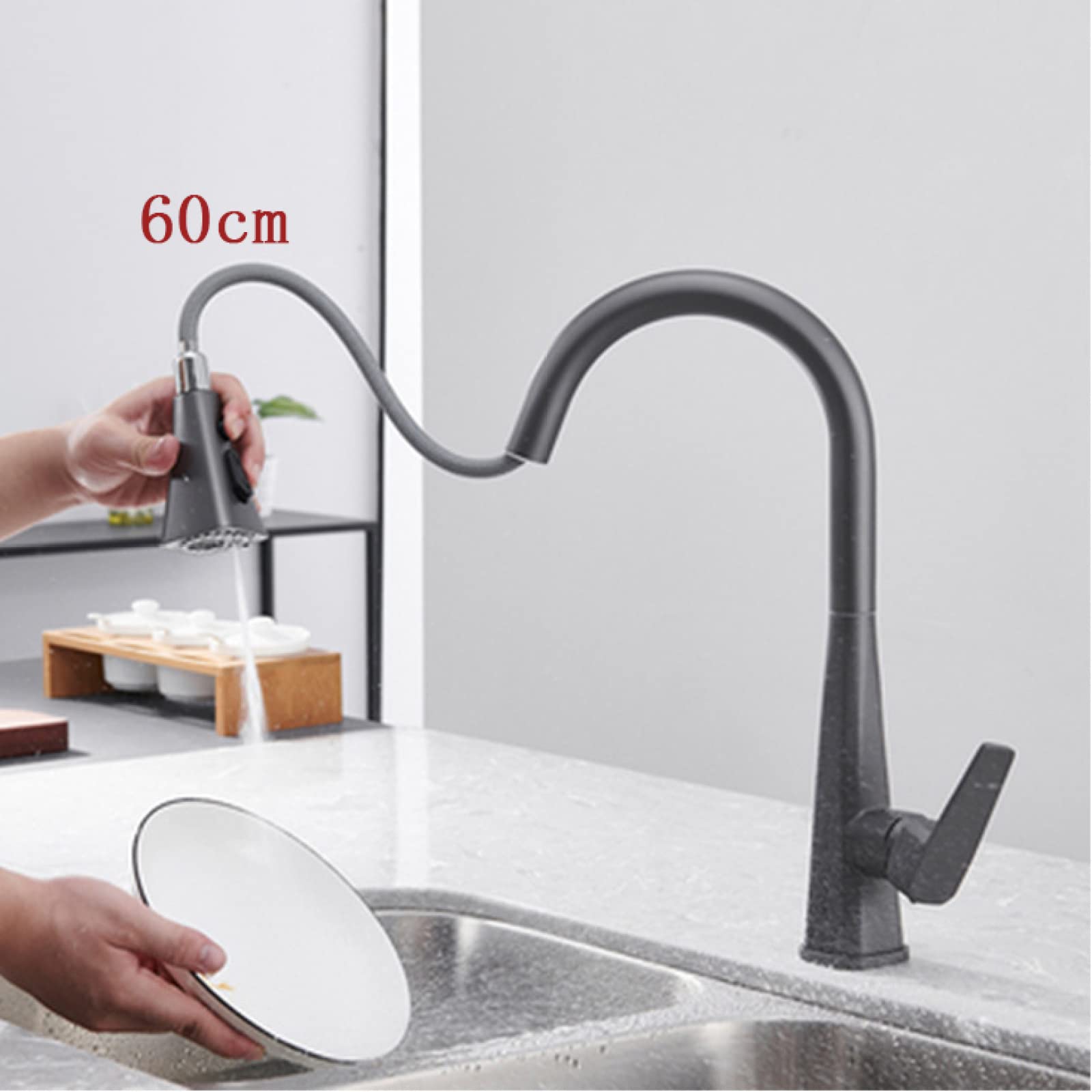 Grifo de Cocina extraíble Giratorio de 360 Grados, rociador de 3 Funciones, Mezclador Monomando para Fregadero, Acabado Blanco, diseño Moderno, fácil instalación, Uso doméstico