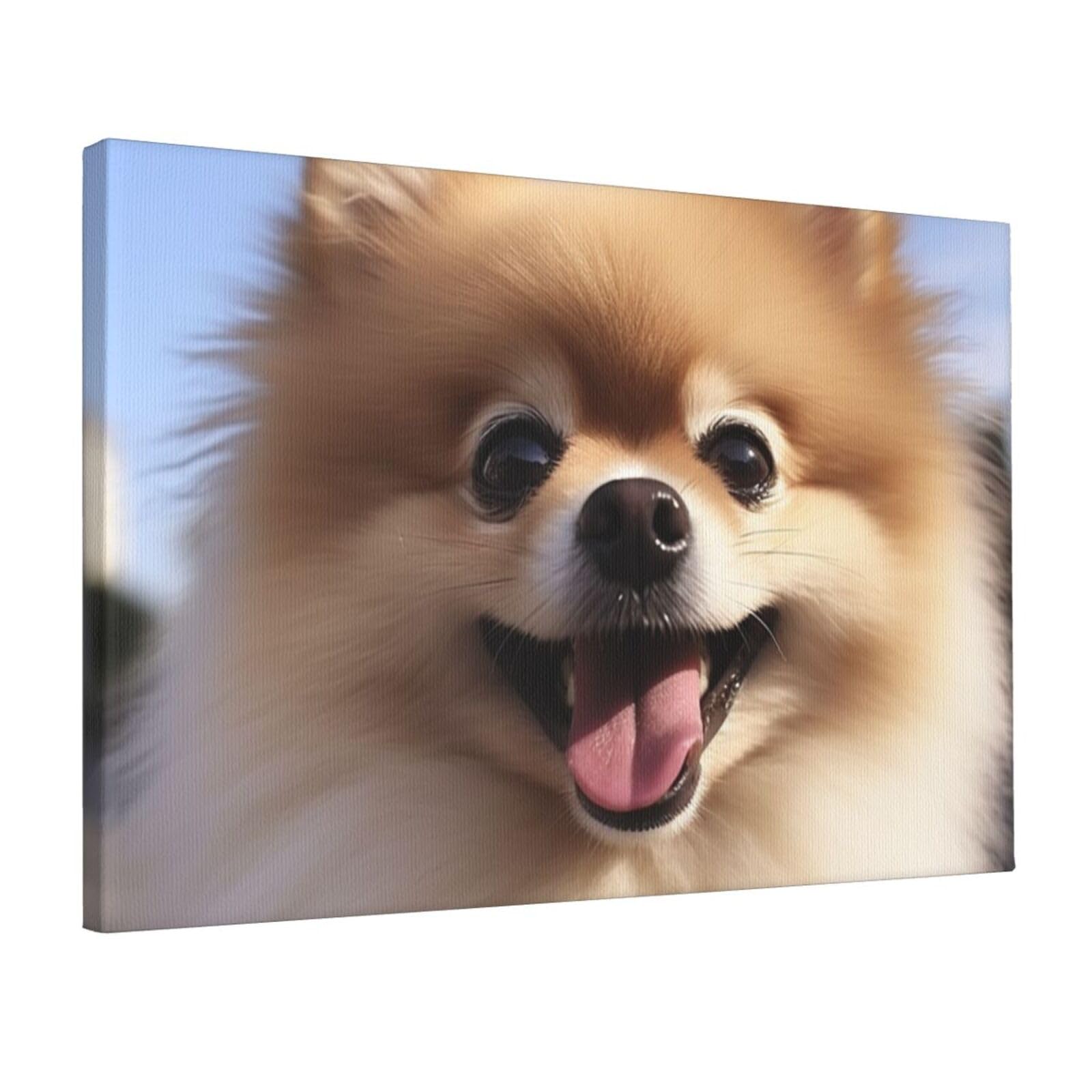 DWVTSLH Happy pomeranian Poster Paintings Canvas Wall Art Bedroom Prints Home Decor Hanging Picture Modern Home Artworks Aesthetic for Living Room Office Wall Decor 12x18in Unframed