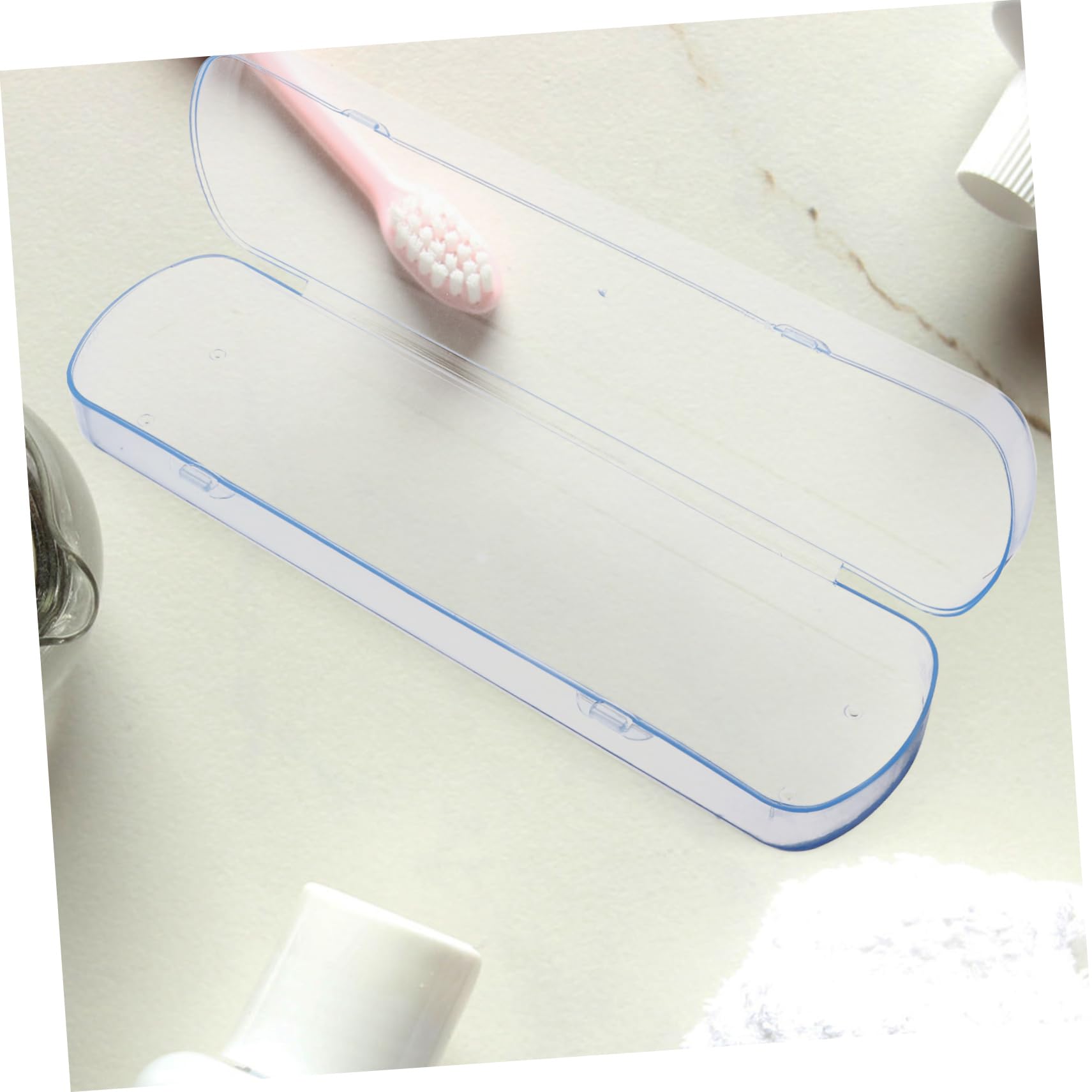 TOVINANNA 3pcs Portable Toothbrush Holder Case for Travelers Rectangular Travel Storage Box Blue Keeps Toothbrushes and Toothpaste Clean Design for Business Trips and Camping