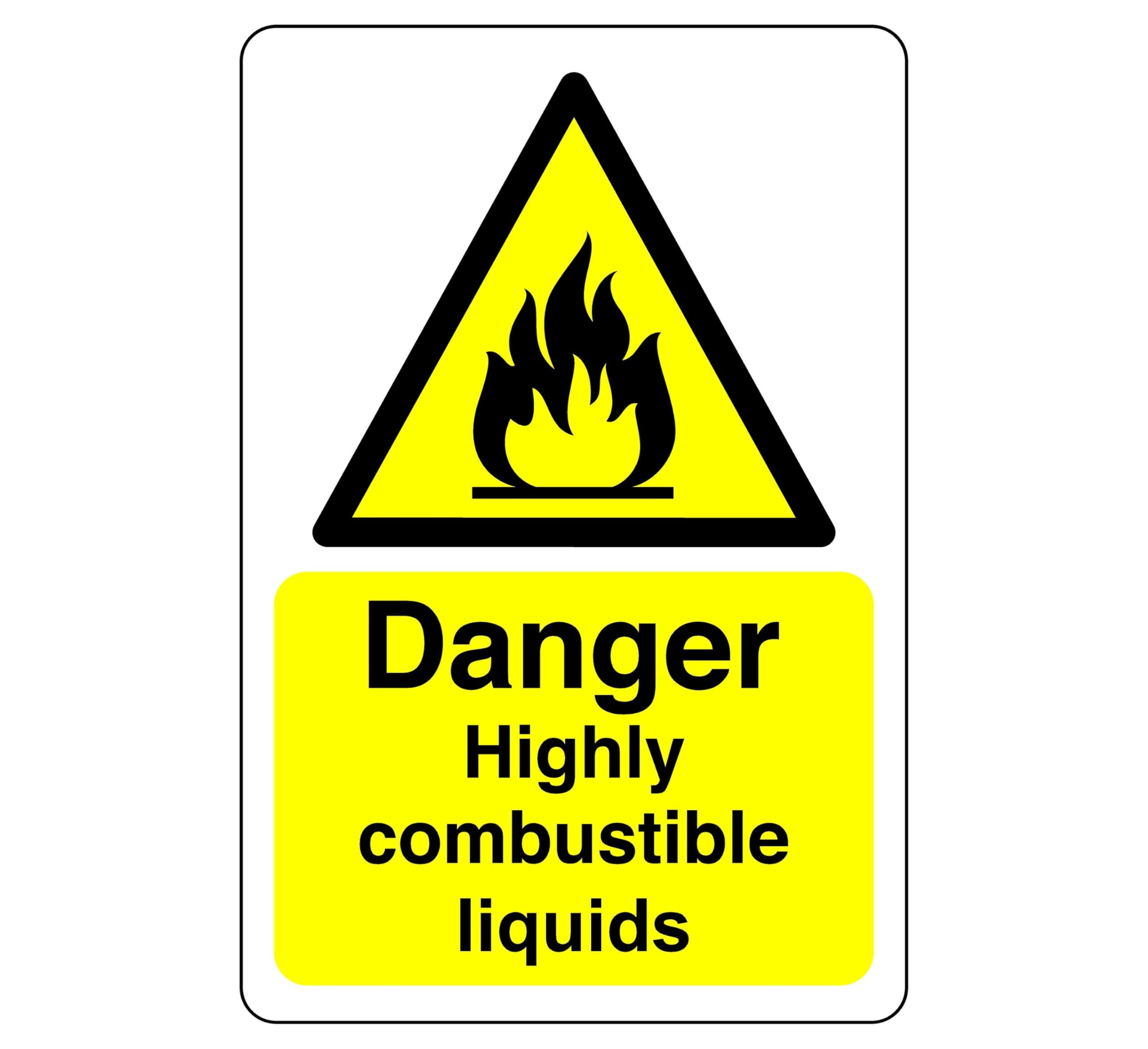 Safety First Display Ltd Red/Black Danger Highly Combustible Liquids Sign - High Tack Self-Adhesive Sticker (200Mm X 150Mm) Viewing Distance Within 5M.