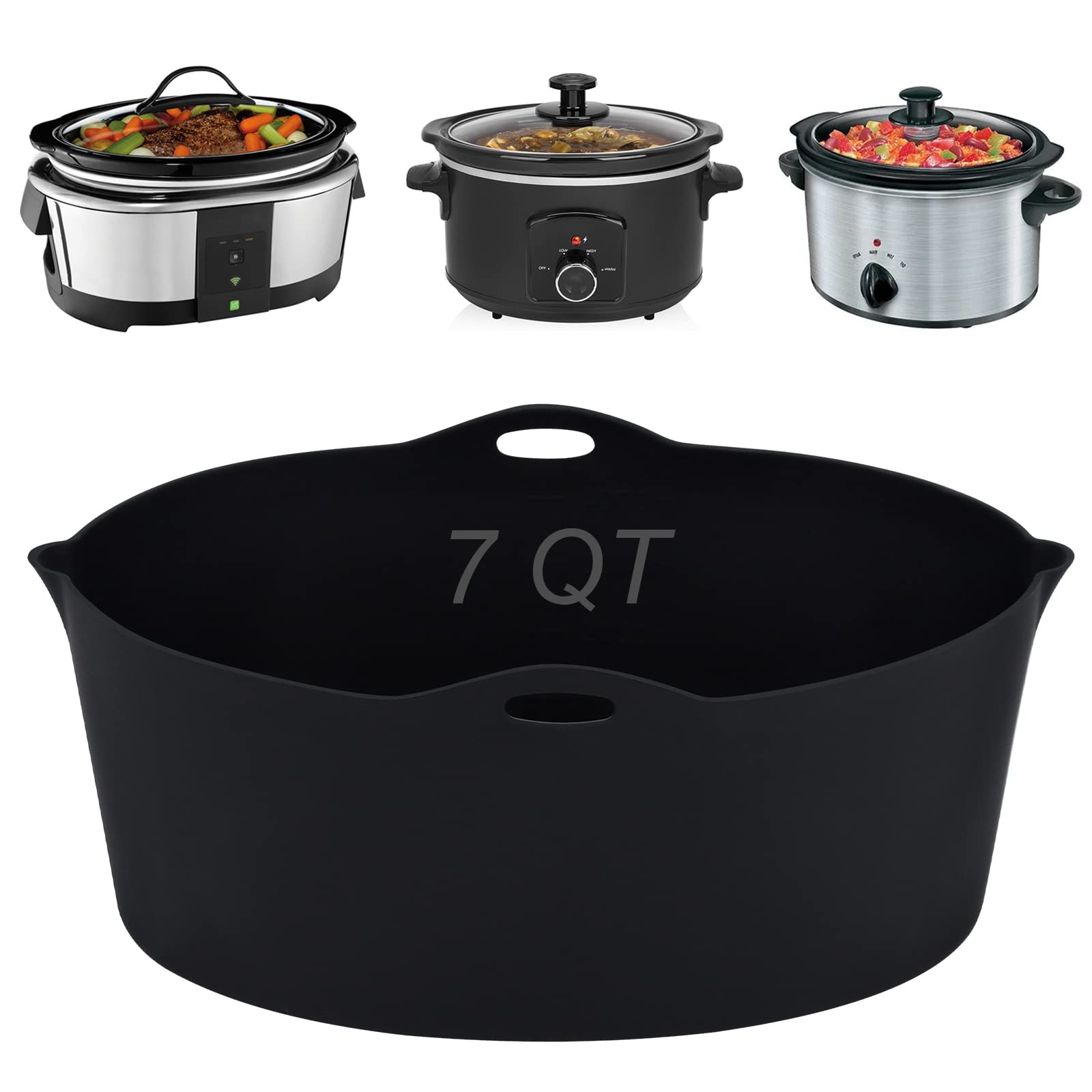 BSCPAM Silicone Liners, Slow Cooker Liners fit 7-8 Quart Crock Pot, Reusable & Leakproof Crock Pot Liners with Food-grade Silicone, Dishwasher Safe for Easy Cleaning