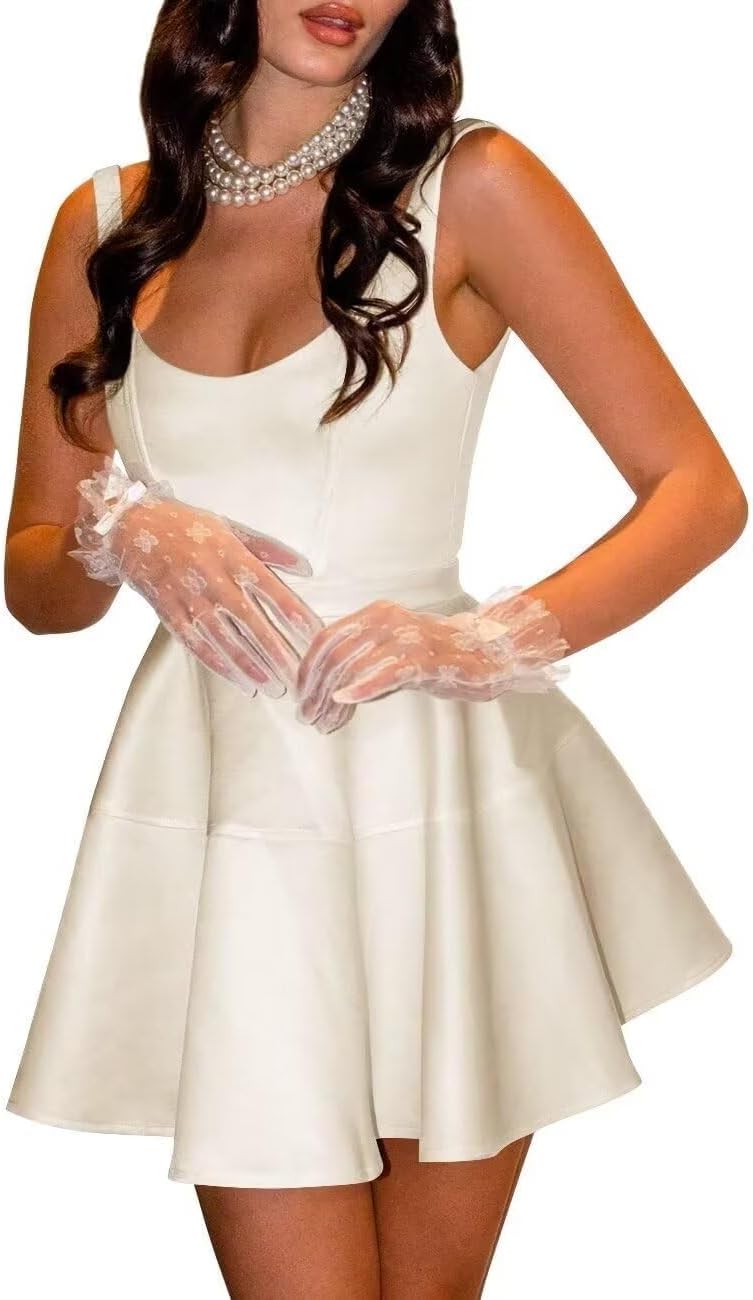 Women's Satin Mini Party Homecoming Dress, Short Formal Graduation Cocktail Club Dress