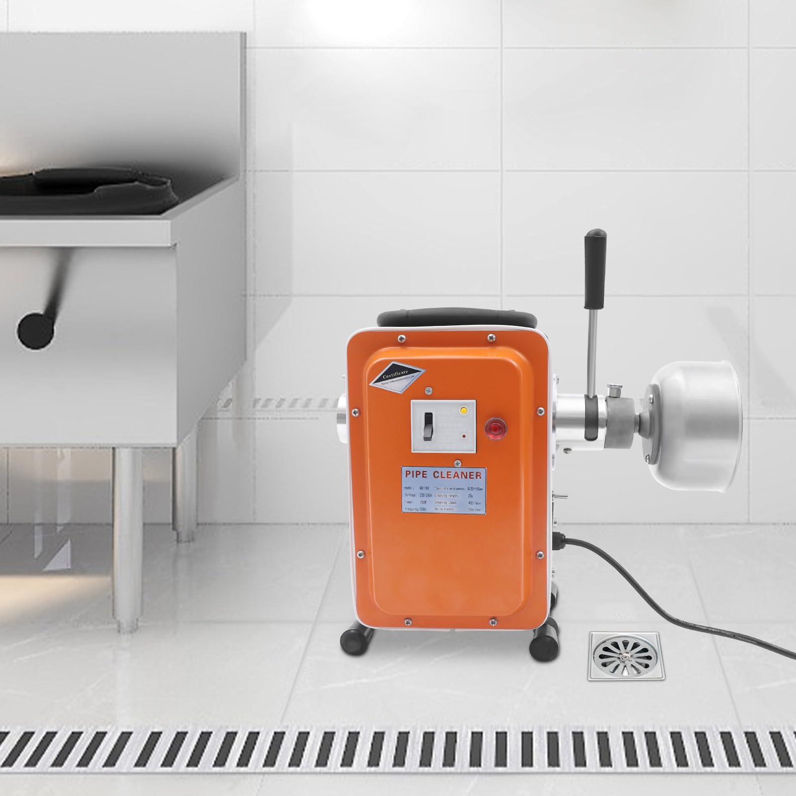 750W Rohrreinigungsmaschine Elektrisch mit 20m Spirale, Rohrreiniger Abflussreiniger Maschine 400 U/min, Abflussreinigungsgerät für Küche Bad Toilette, inkl. Handschuhe & Zubehör