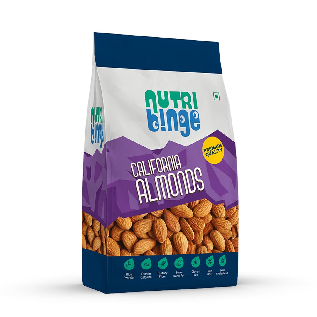 NUTRI BINGE Almond (Badam) 500 Grams Pack of 1, Premium California