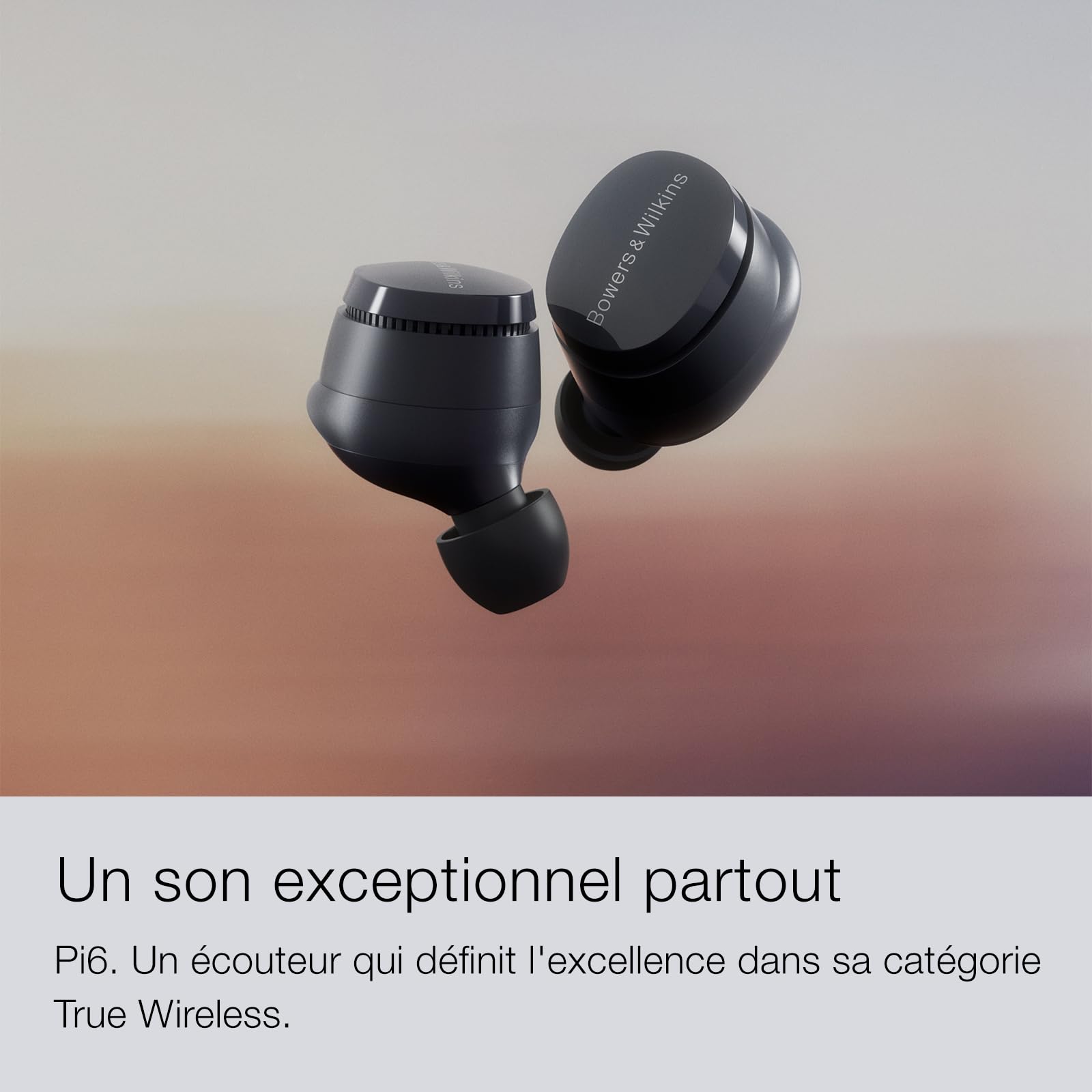 Bowers & Wilkins Pi6 Écouteurs sans Fil True Wireless, Réduction de Bruit, Bluetooth, aptX, Microphones Intégrés - Gris Nuage