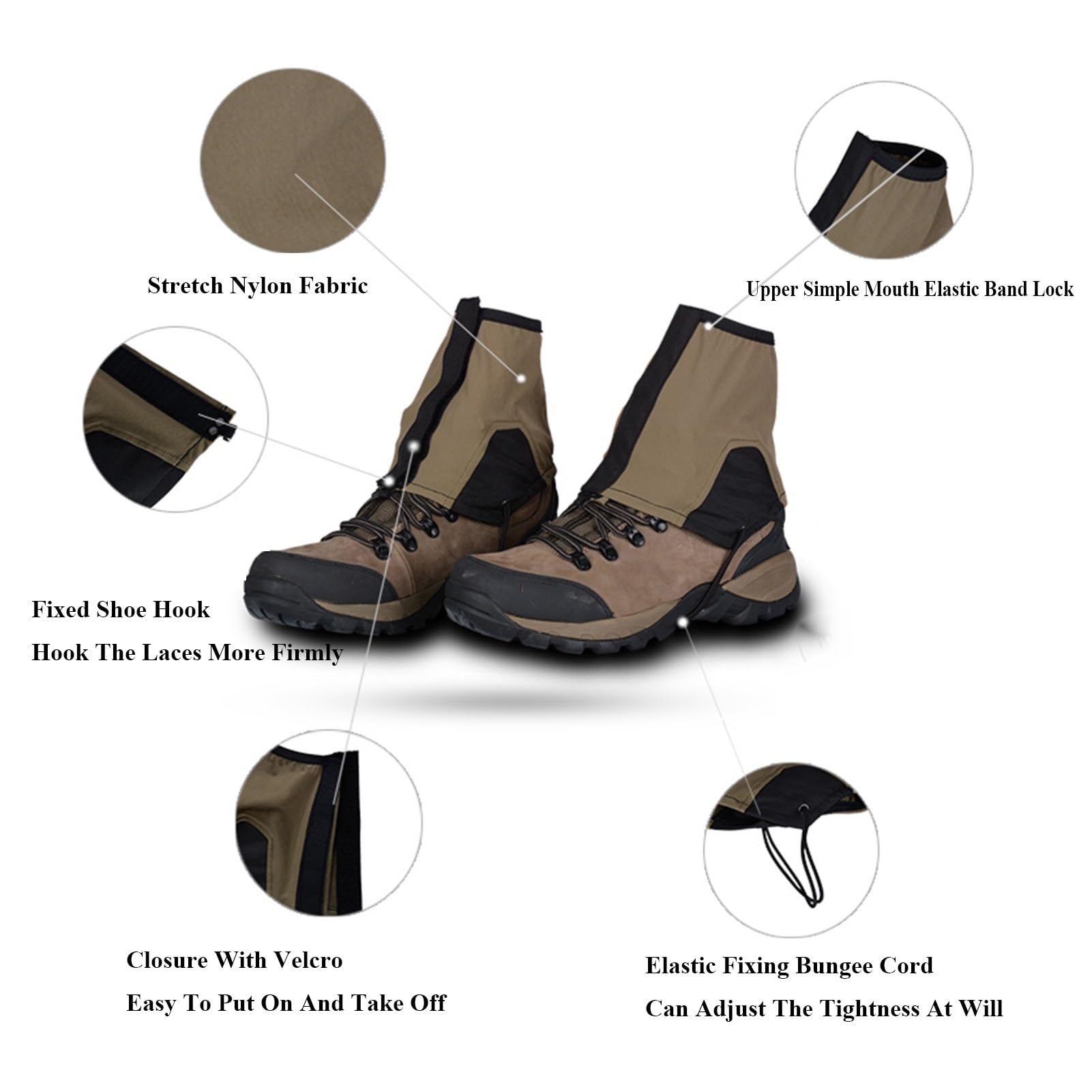 Guêtres de Jambe, avec Sangles élastiques, guêtres d'extérieur, guêtres de Raquette, adaptées au Camping, à l'alpinisme, à la randonnée et à la Raquette for Hommes et Femmes