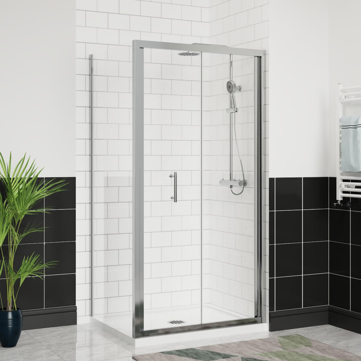 Aquariss Chrome 1100X800mm Bifold Shower Enclosure Cubicles 6Mm Self Clean Shower Door Folding Shower Screen With Side Panel