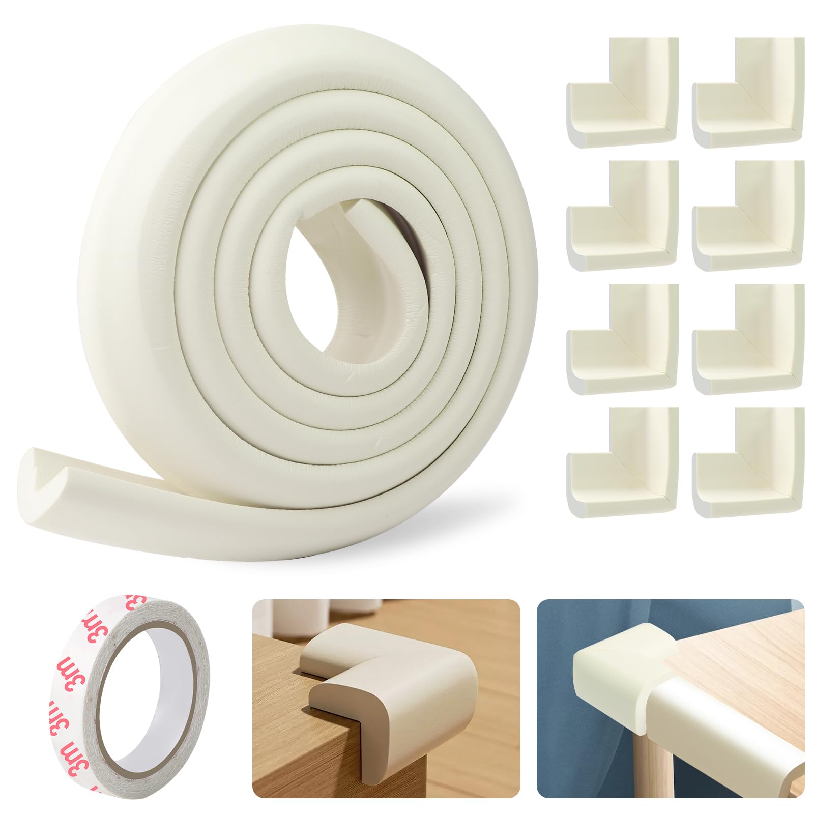 Edge Corner Protector Proofing, Soft NBR Rubber Foam Strip, Adhesive Bumper Edge Guards, Corner Edge Foam Padding For Furniture Fireplace, 78.7in Long