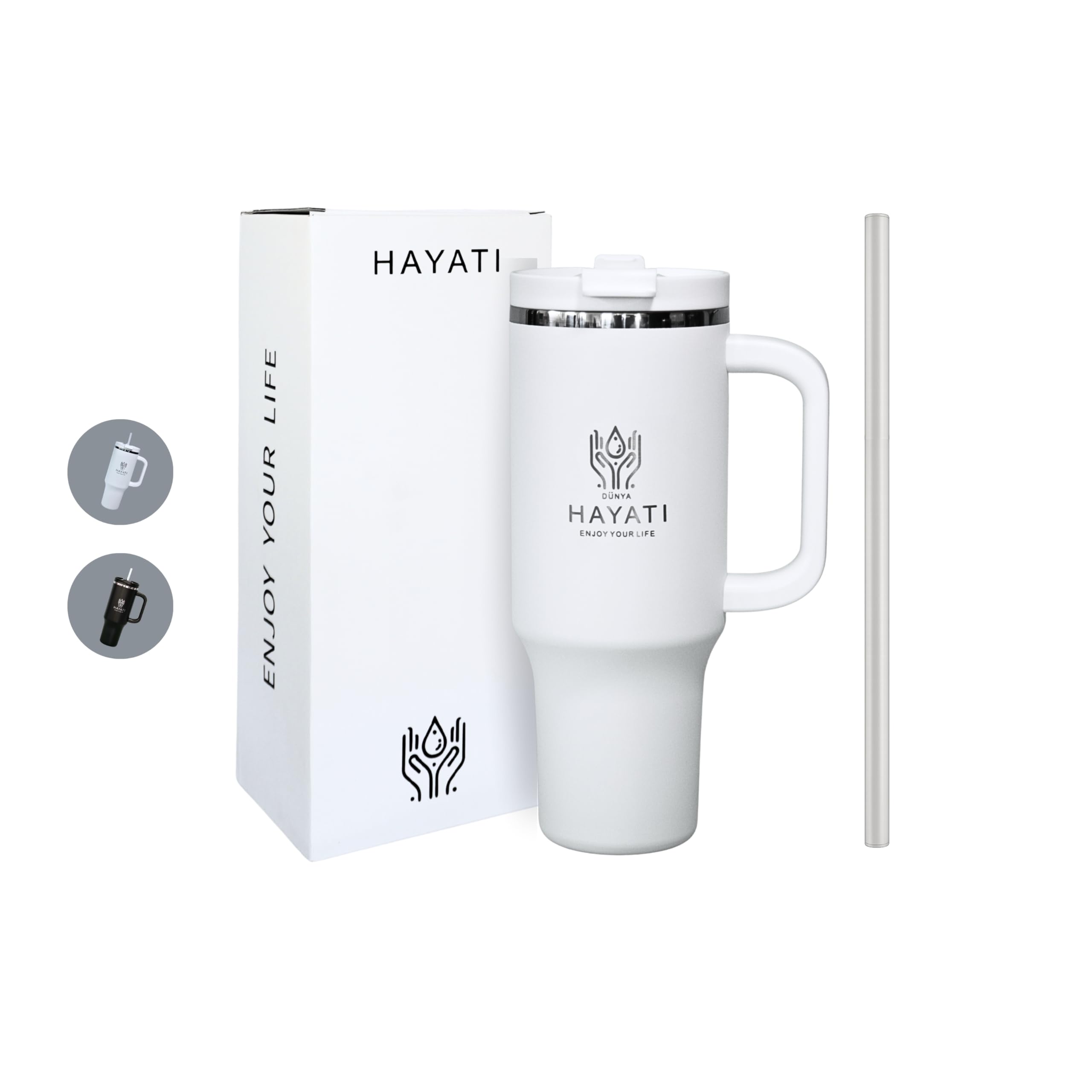 Gobelet isotherme de qualité supérieure 1,2 l/40 oz – Certifié TÜV, certifié LFGB – Sans BPA | Anti-fuite avec couvercle et paille | Gobelet en acier inoxydable avec gravure au laser, 8 h