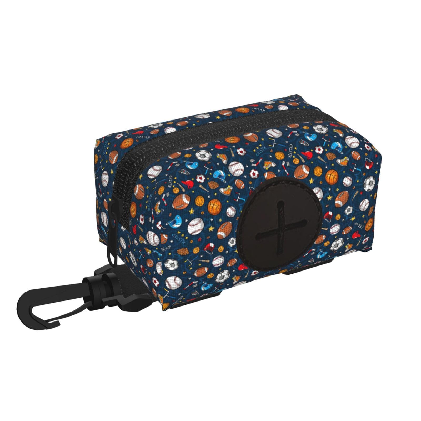 Pphgut Black Sports Baseball Game Print Waterproof Pet Waste Treat Bag Outdoor Walking Hiking Pouch Camping Accessory