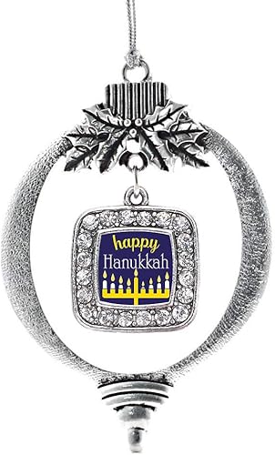 Miniatura 175 de Inspired Silver - My Vintage Initials - Adorno con dije de letra J - Adornos navideños cuadrados de plata con joyas de circonita cúbica