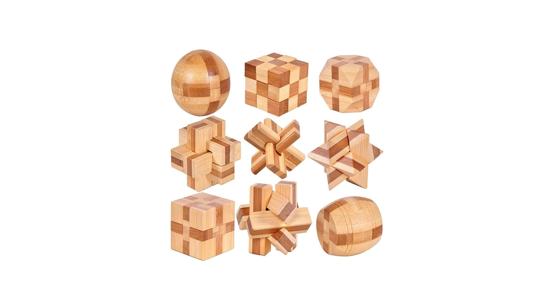 YGZN 9 Pieces 3D Wooden Puzzle – Classic KongMing Luban Lock