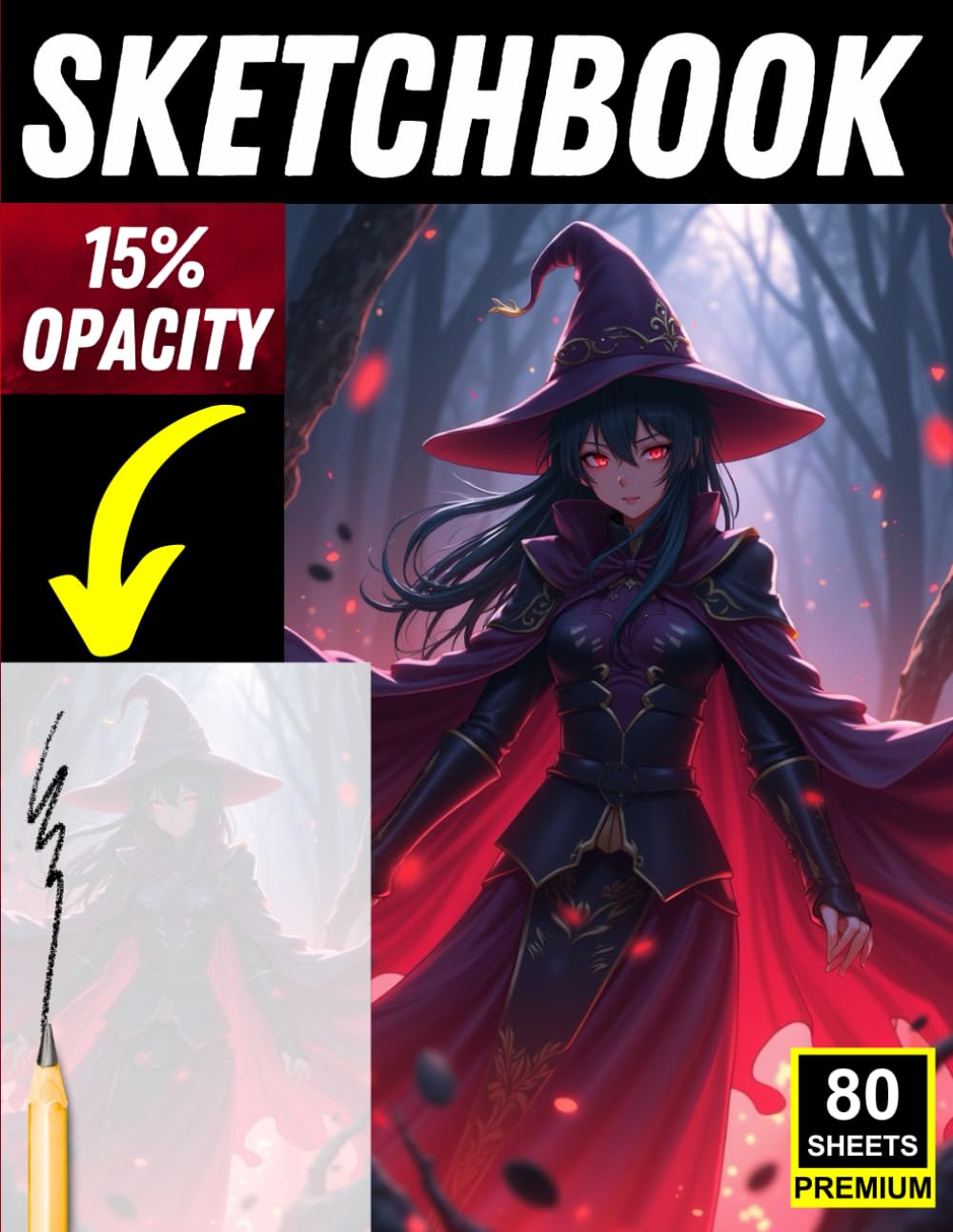 Dark Fantasy Anime Sketchbook for Artists: 15% Opacity Guided Sketch Pages for Tracing, Practice & Skill Refinement
