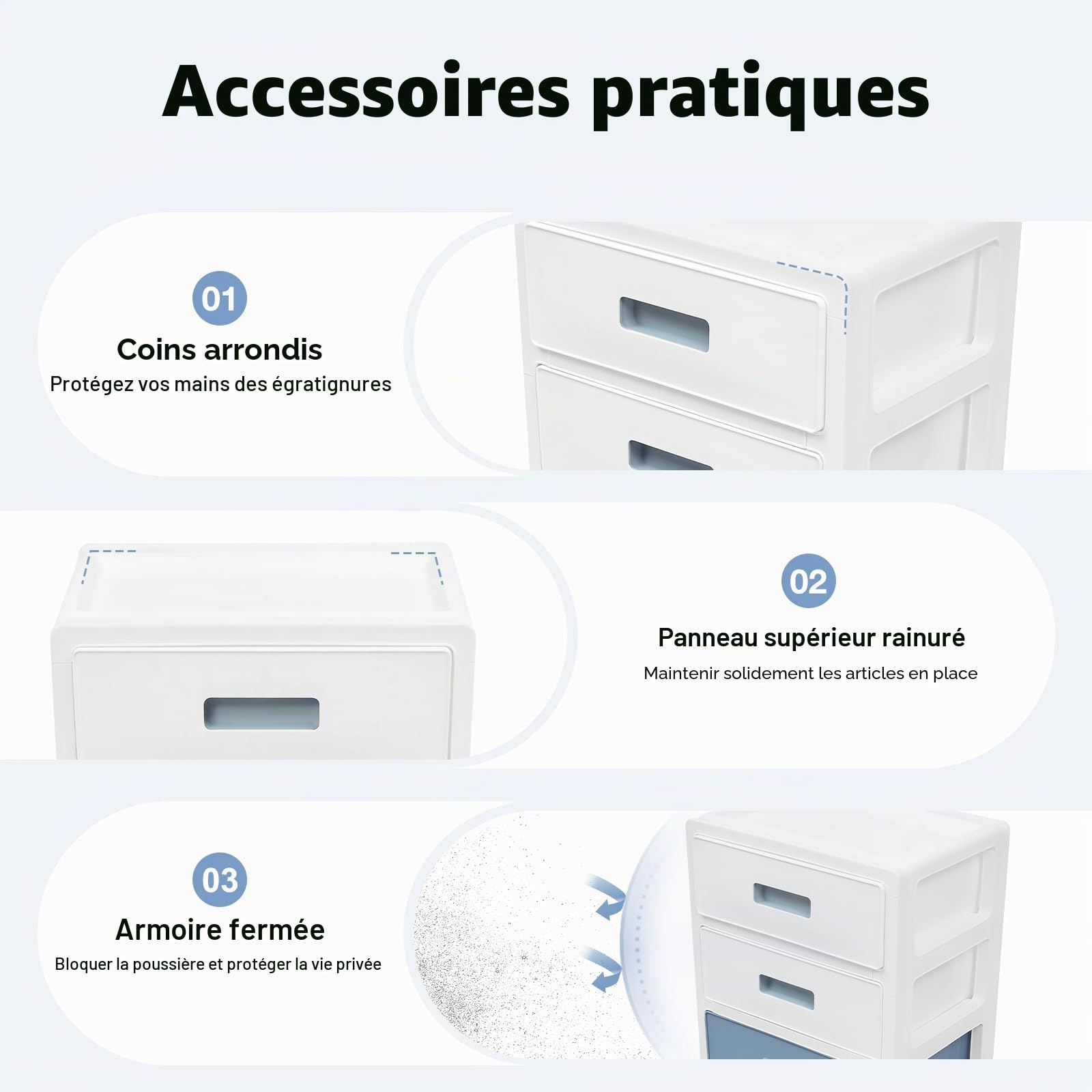 Meuble de rangement à 6 tiroirs, en plastique, avec roulettes, tour de rangement avec tiroirs et roulettes pour chambre à coucher, bureau