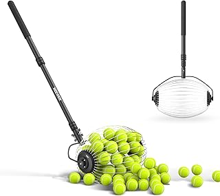 Neewer Tennis Ball Hopper, 30-58"/77-148cm Telescopic Golf Ball Retriever Pickleball Picker Upper, Rolling Collector Baske...