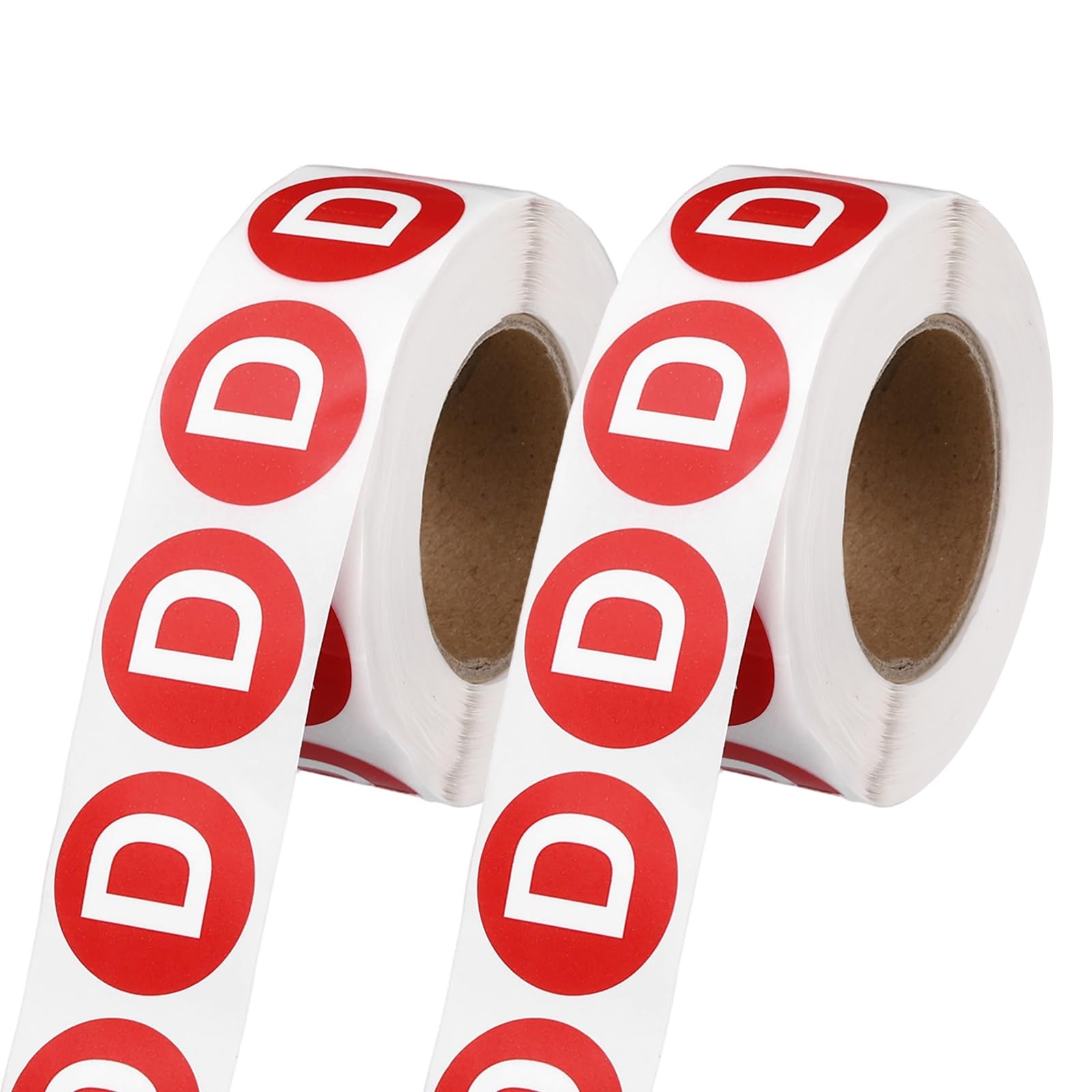 PATIKIL 1" Letter Stickers, 1200Pcs Alphabet Stickers Letter D Round Labels Small Vinyl Self Adhesive Label Circle Decals 2 Roll Capital Initial for Office Home Organize Inventory, Red