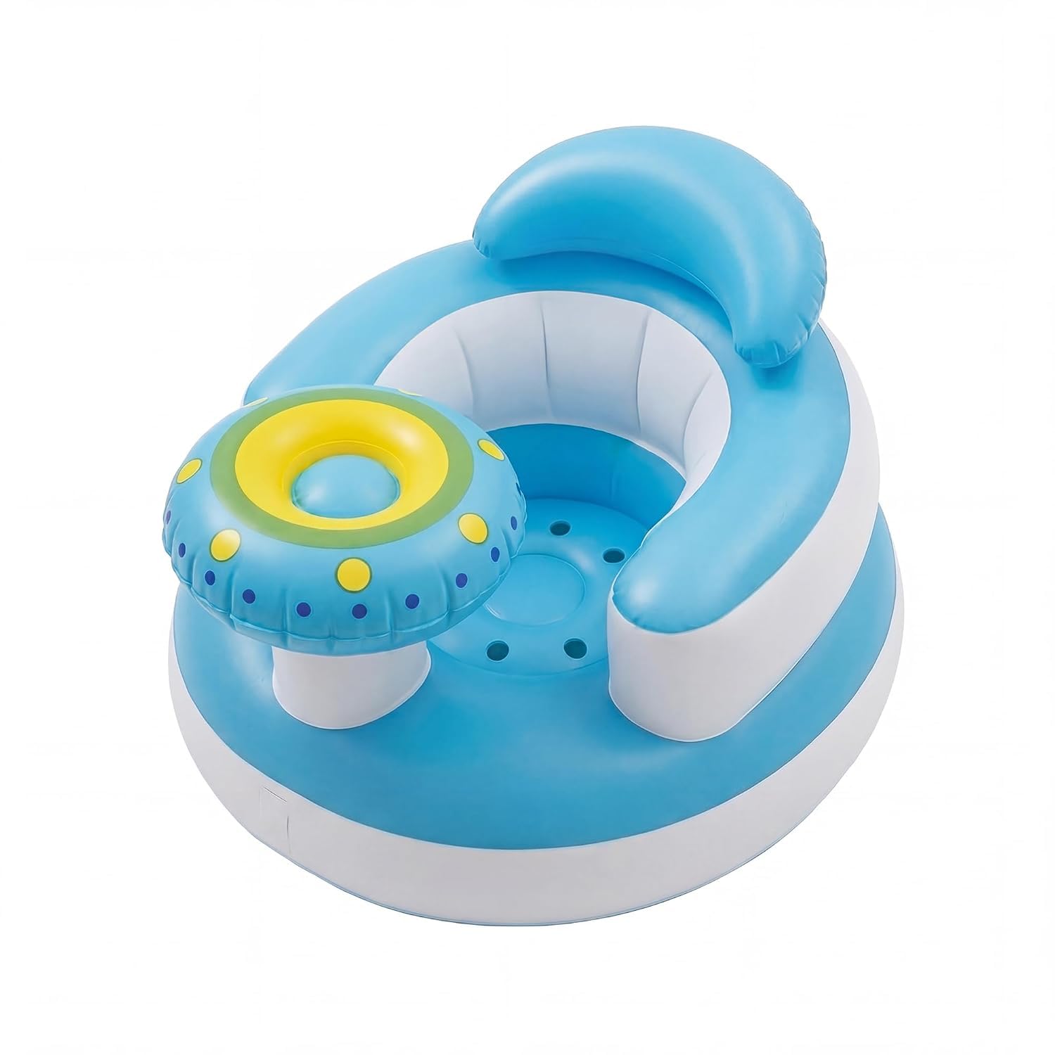 Inflatable Baby Support Seat with Built-in Air Pump | Portable Infant Learning to Sit Chair | Lightweight Baby Floor Seat for Indoor & Outdoor Use | Comfortable Travel Seat | Blue-image-47