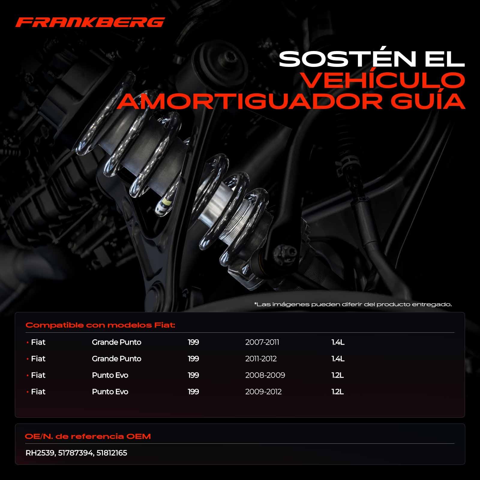 Frankberg 2 muelles de suspensión para eje delantero 51812165 | Compatible con: Grande Punto 199, Punto Evo 199