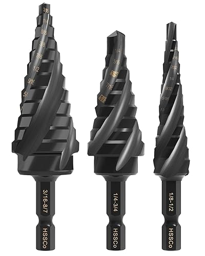 Juego de 4 brocas en espiral con paso de flauta, acero de alta velocidad M2 de 14 pulgadas con vástago hexagonal para metal, acero, aluminio, corte