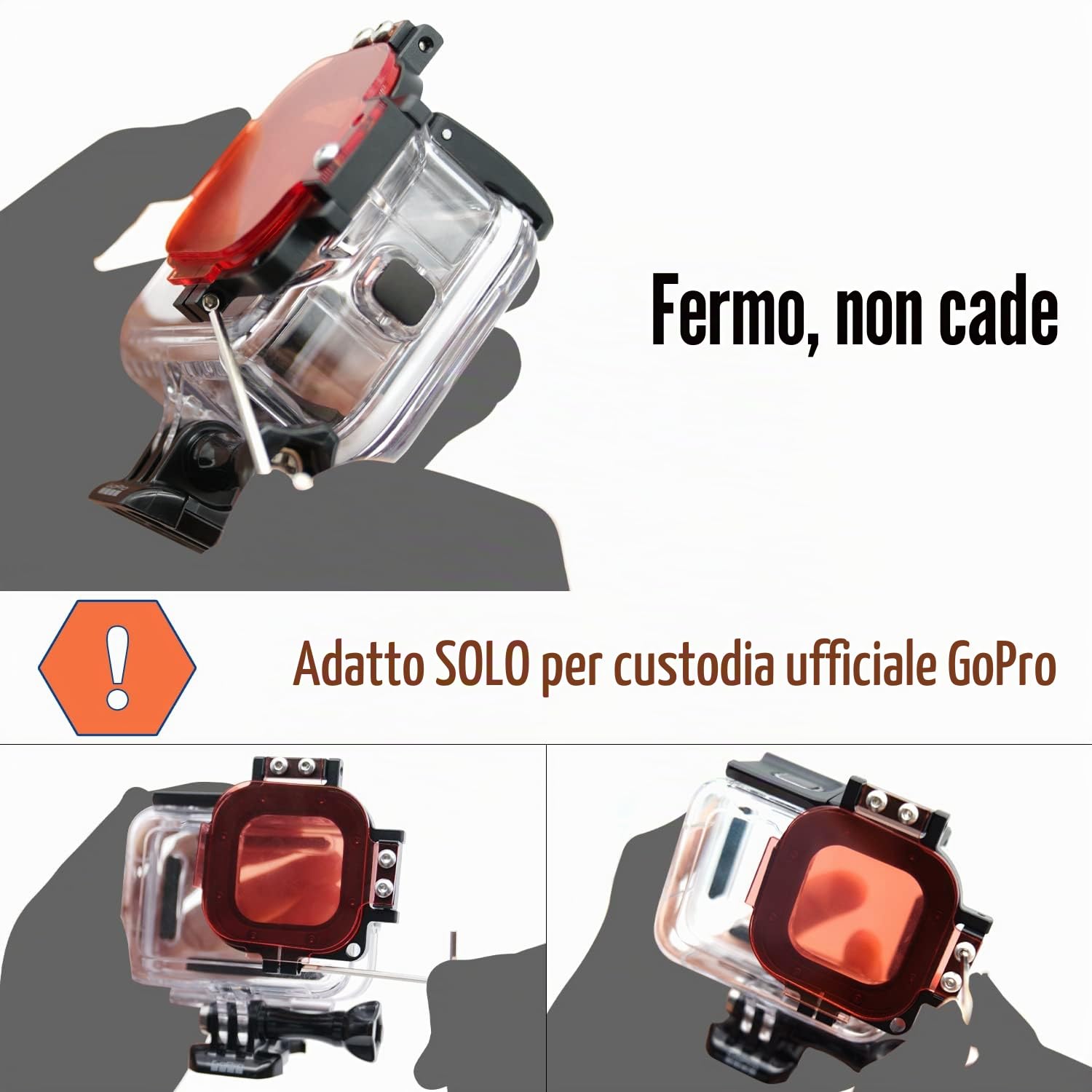 Kit Filtri Subacquei Per GoPro Hero 8/9/10/11/12 – Rosso, Rosso Chiaro, Magenta, Con Custodia E Strumento Di Montaggio - copertina