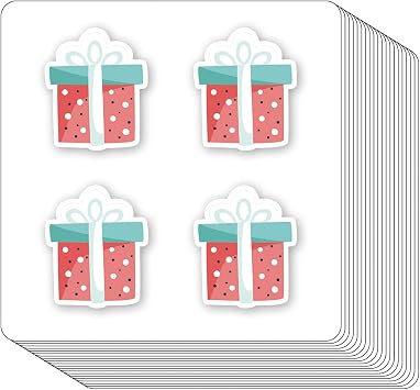 Present Stickers 1in Gift for Scrapbooking, Arts, Craft, Kids DIY, Calendars Labels 80-Pack