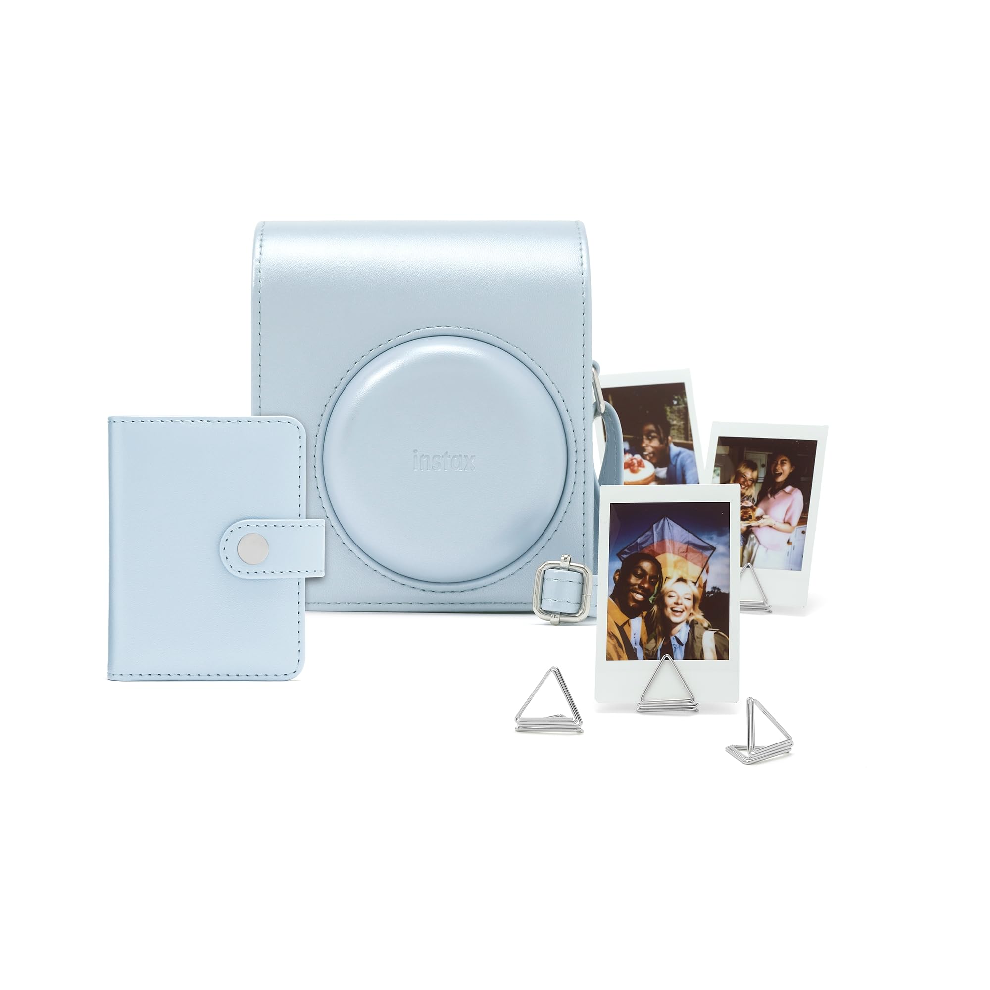 instax mini 13 instant camera Accessory kit containing ready to shoot camera case, mini album and photo clips, Frost Blue