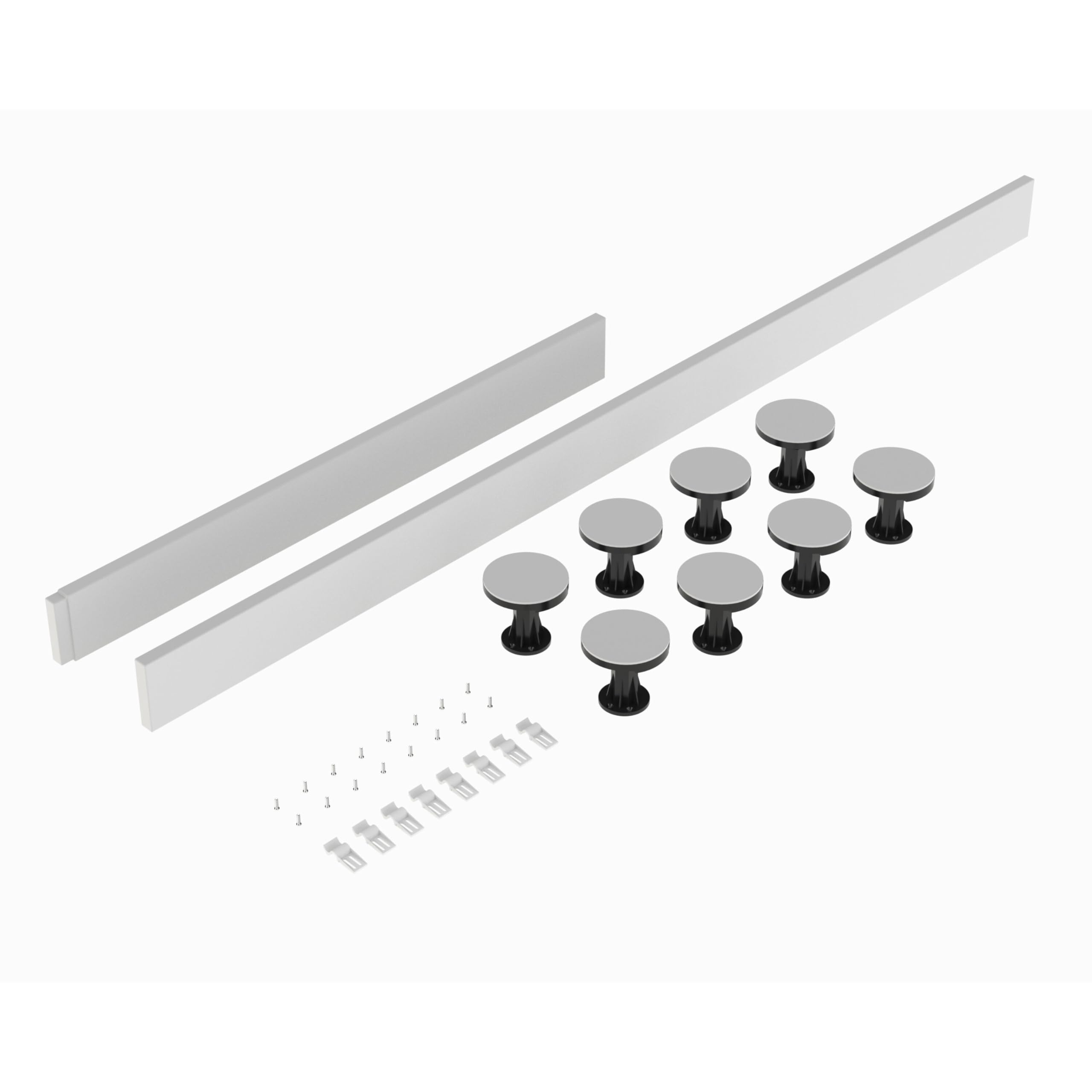 Balterley White Shower Tray Riser Kit, 2 Panels, 8 Pack Of Legs, Clips & Screws, Leg Set & Plinth Kit For 1100Mm To 1200Mm Rectangular Trays, Tray Plinth & Legs - 1800 X 105Mm & 1000 X 105Mm (White)