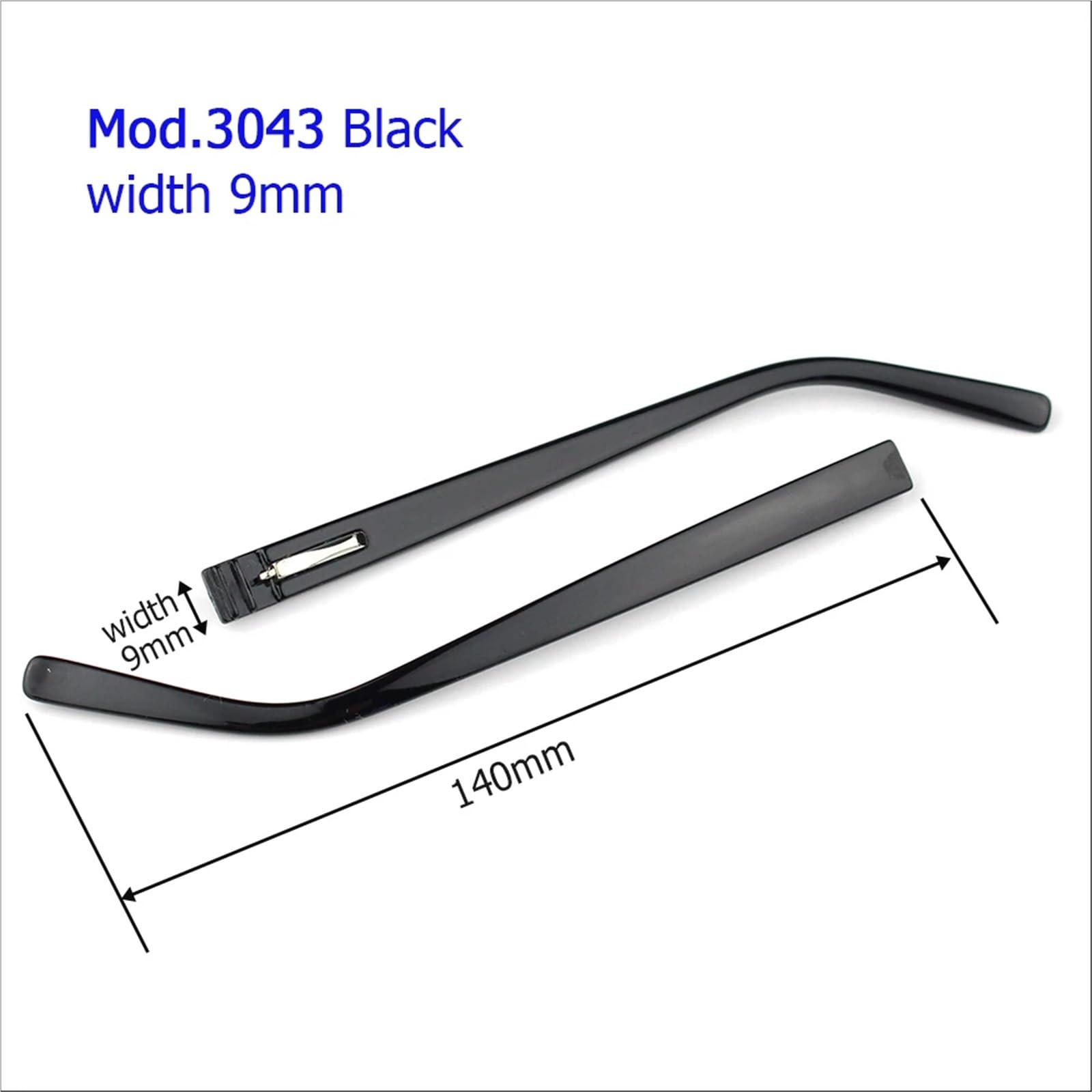 Gafas Patilla Patilla 2 pares de gafas Sping for PC, patillas de plástico con punta de pierna, marco óptico, piezas de reparación, negro y marrón(Mod.3043 Black)