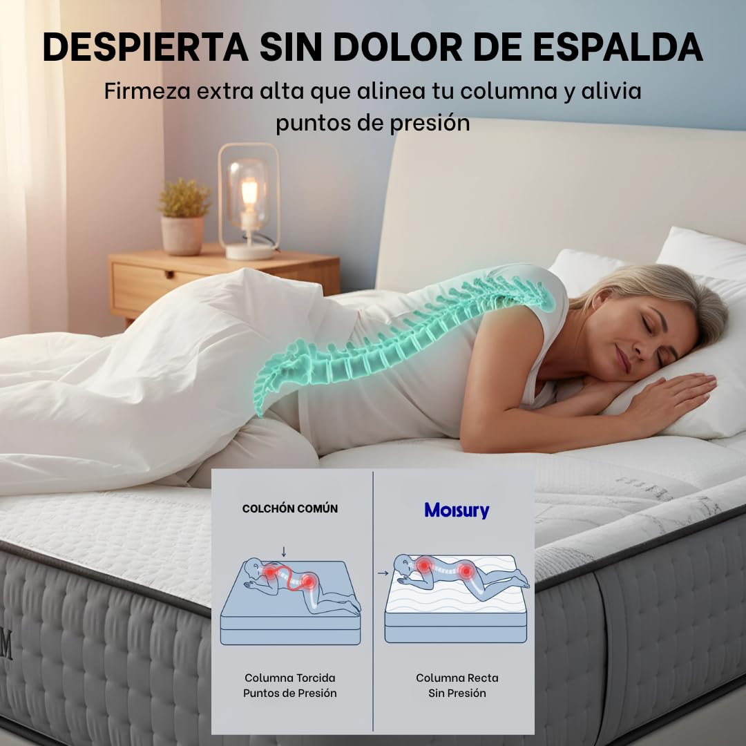 Moisury® Colchón Viscoelástico 150x190 Premium – Firmeza Alta 30 CM Altura – Colchón Ortopédico Titán – Alivio de Espalda y Alineación de Columna – Transpirable Antialérgico Ergonómico