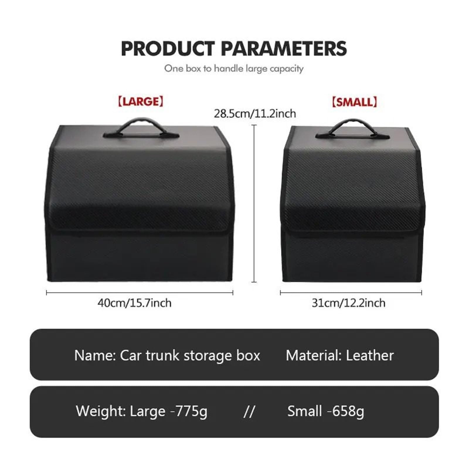 Składany organizer podróżny do bagażnika samochodowego, skórzany, pasuje do większości modeli Organizer wzmocniony(Red-1PCS,L)