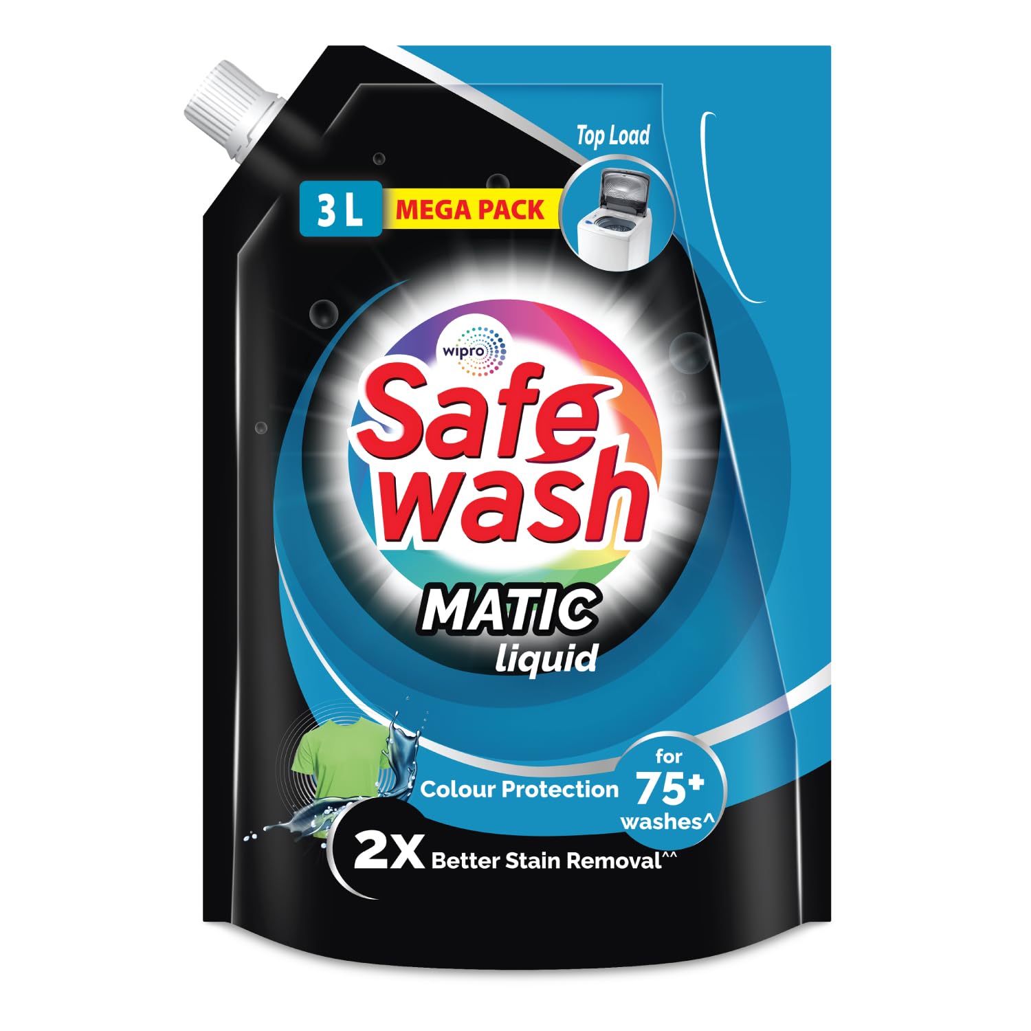 Safewash Top Load Matic Premium Liquid Detergent 3.2L Refill Pouch with Colour-Protect Technology | 2x Stain Removal | For All Types of Fabrics-image-20