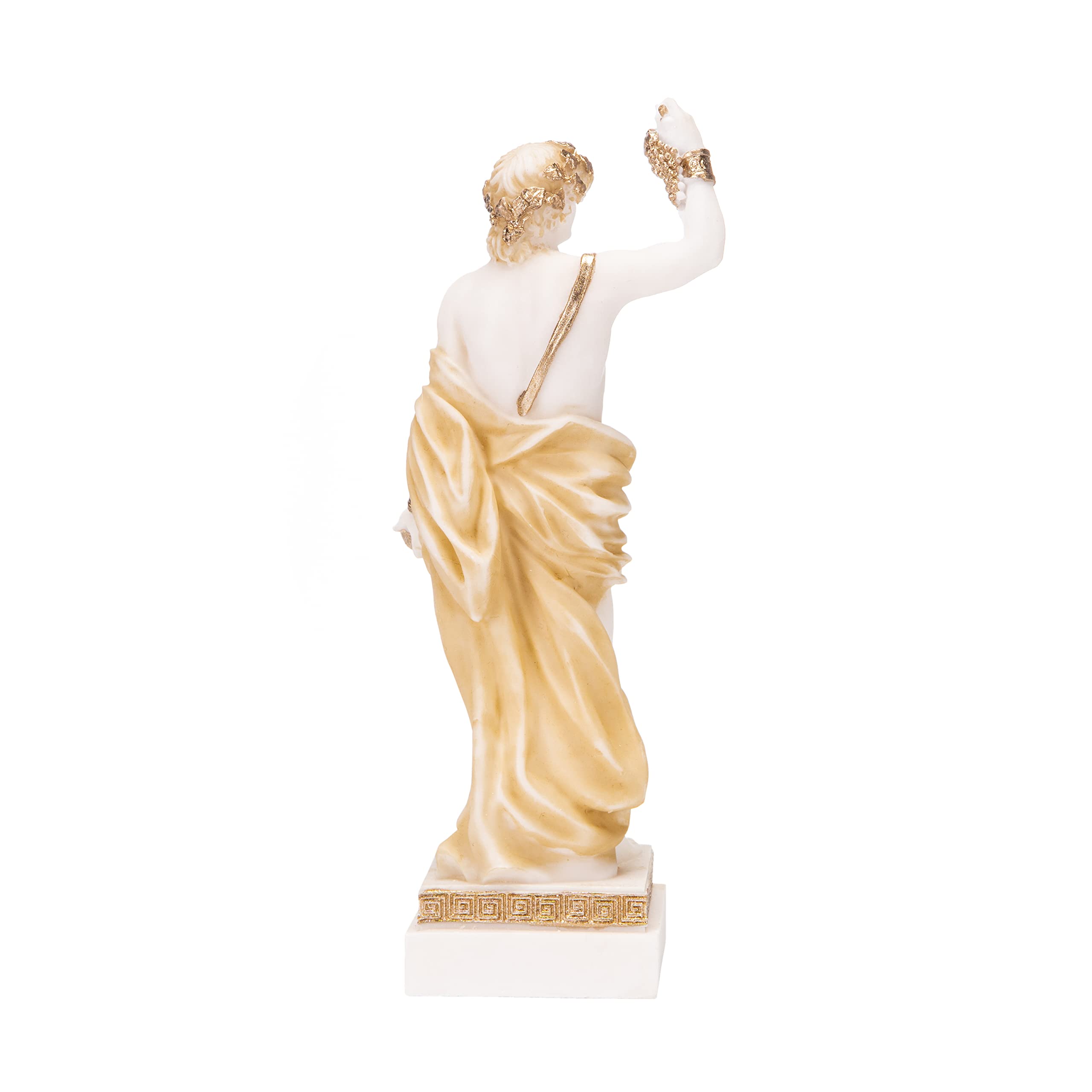Statua di Dioniso Bacco Dio greco del vino Uva-Vendemmia Scultura in alabastro oro 15,2 pollici