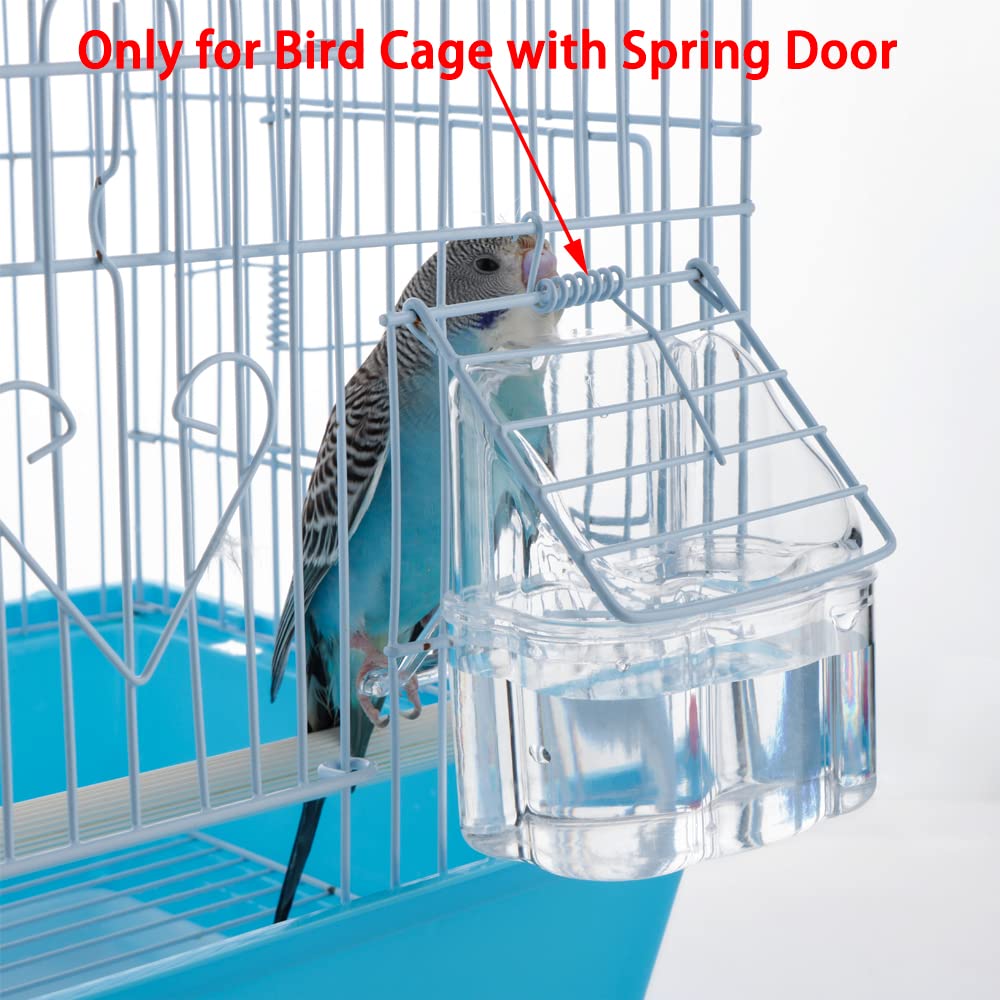 4 Pcs Bird Cage Feeder Plastic Cups Acrylic Feeding Bowl Anti- Splashing Water Food Feeder Box (for Bird Cage with Spring Door) - image 2
